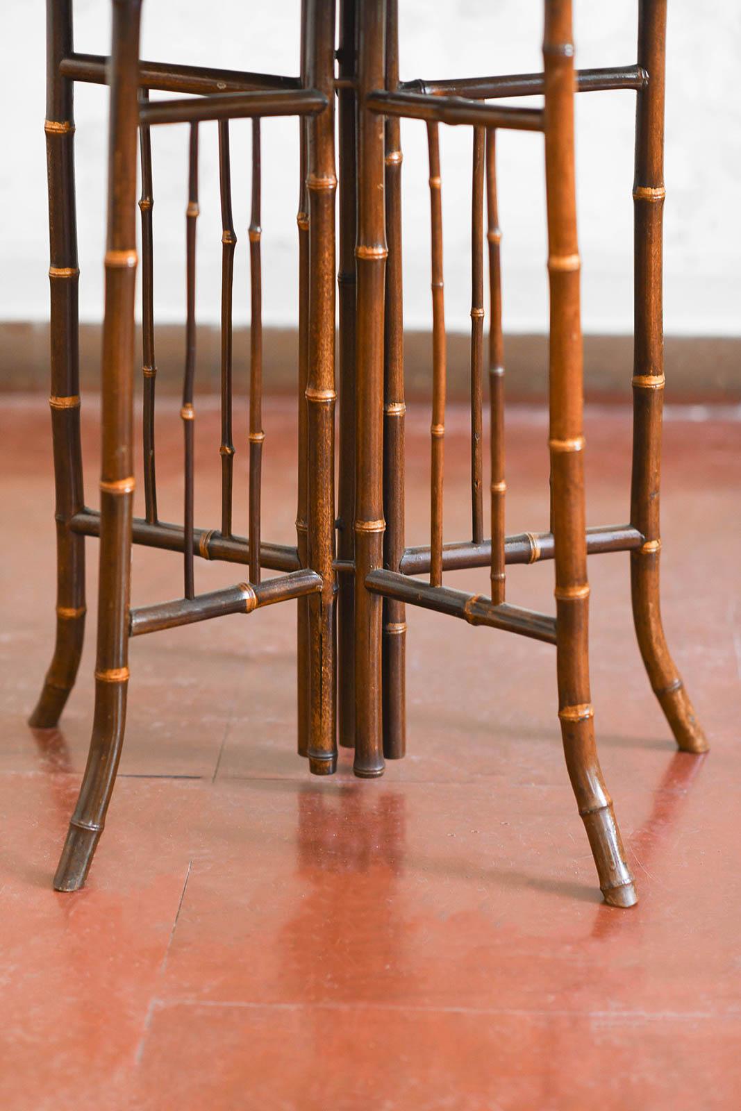 Bamboo and wood table attributed to Perret & Vibert, France late 19th century For Sale 3