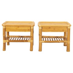 Bamboo and Wood Tables a Pair Probably by DUX, Sweden, 1960