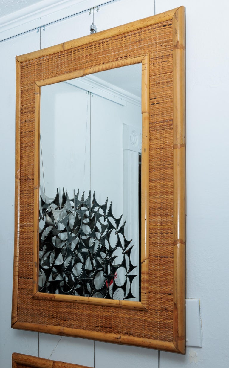 Bamboo and Woven Wicker Surround Mirror For Sale at 1stDibs