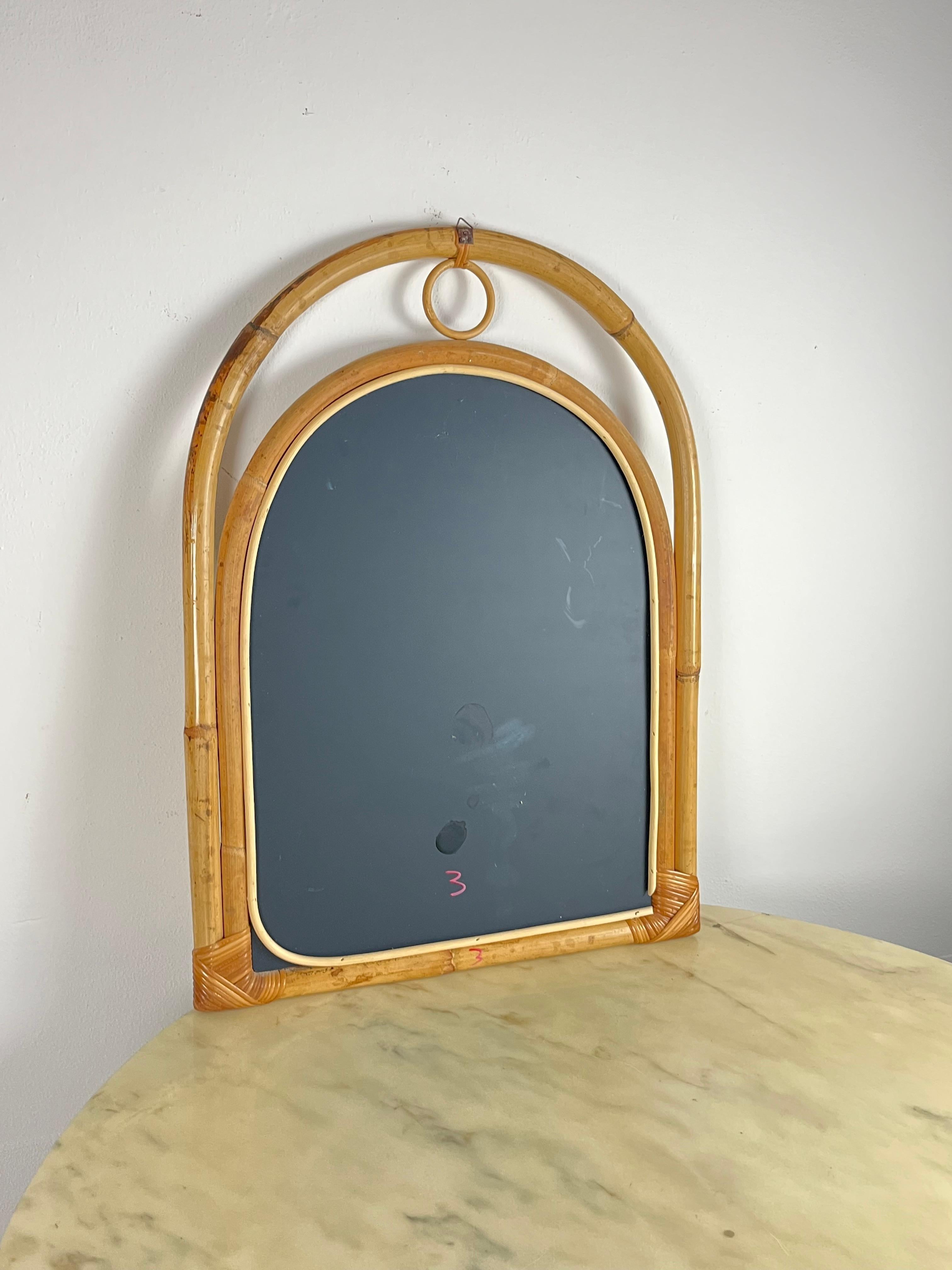 Bamboo Italian Arch Mirror Attributed To Vittorio Bonacina 1970s For Sale 5