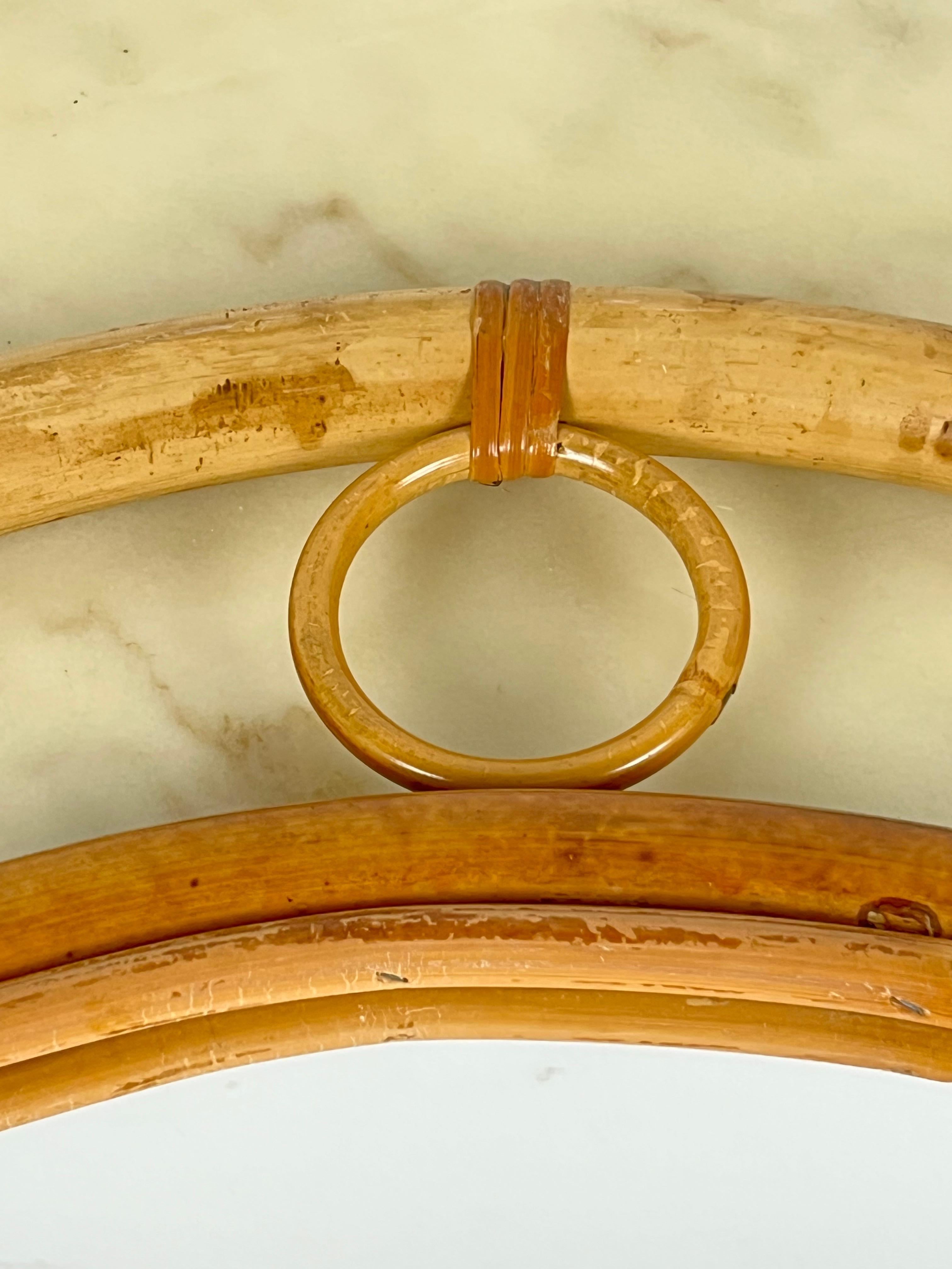 Late 20th Century Bamboo Italian Arch Mirror Attributed To Vittorio Bonacina 1970s For Sale