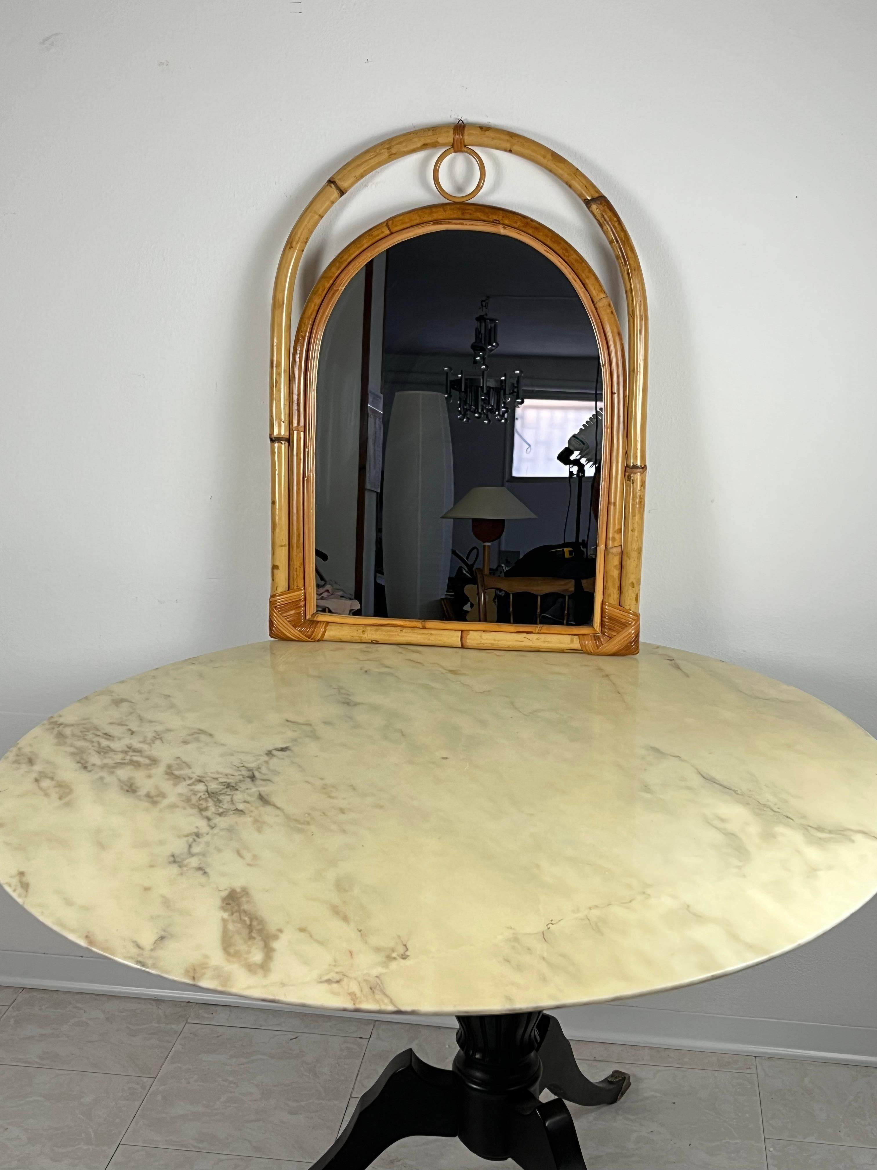 Bamboo Italian Arch Mirror Attributed To Vittorio Bonacina 1970s For Sale 3