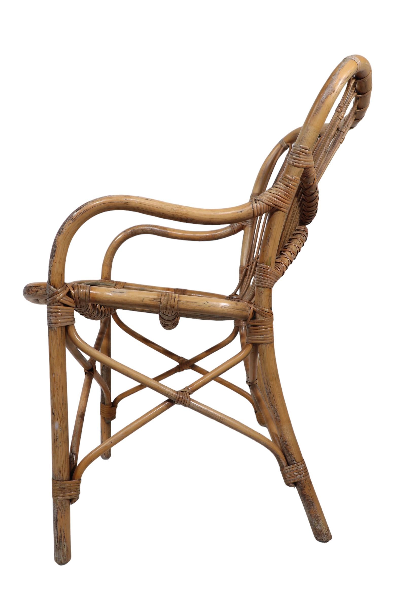Bamboo Arm Chair in the style of Vittorio Bonacina  Franco Albini c 1950's  For Sale 7