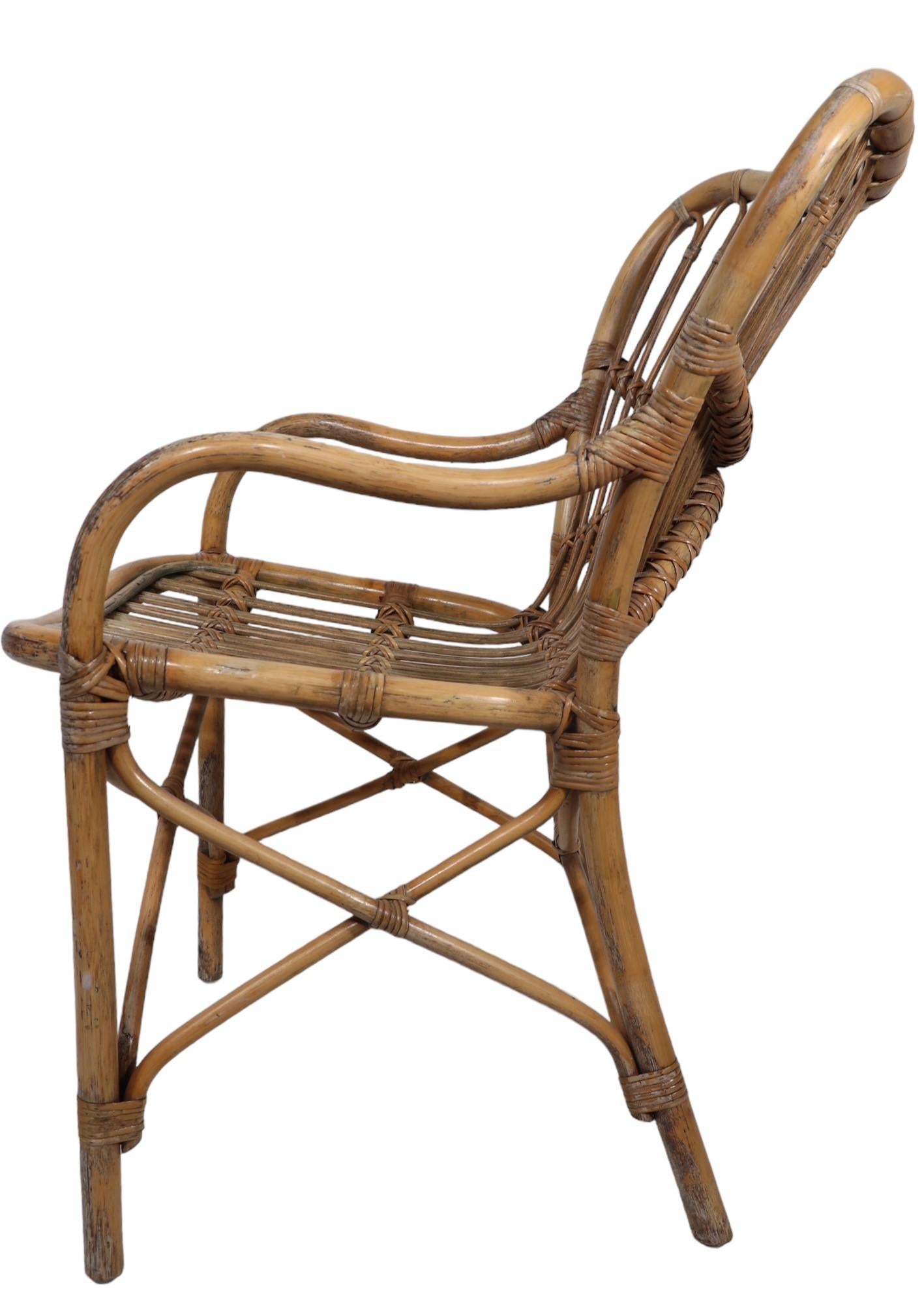 Bamboo Arm Chair in the style of Vittorio Bonacina  Franco Albini c 1950's  For Sale 8
