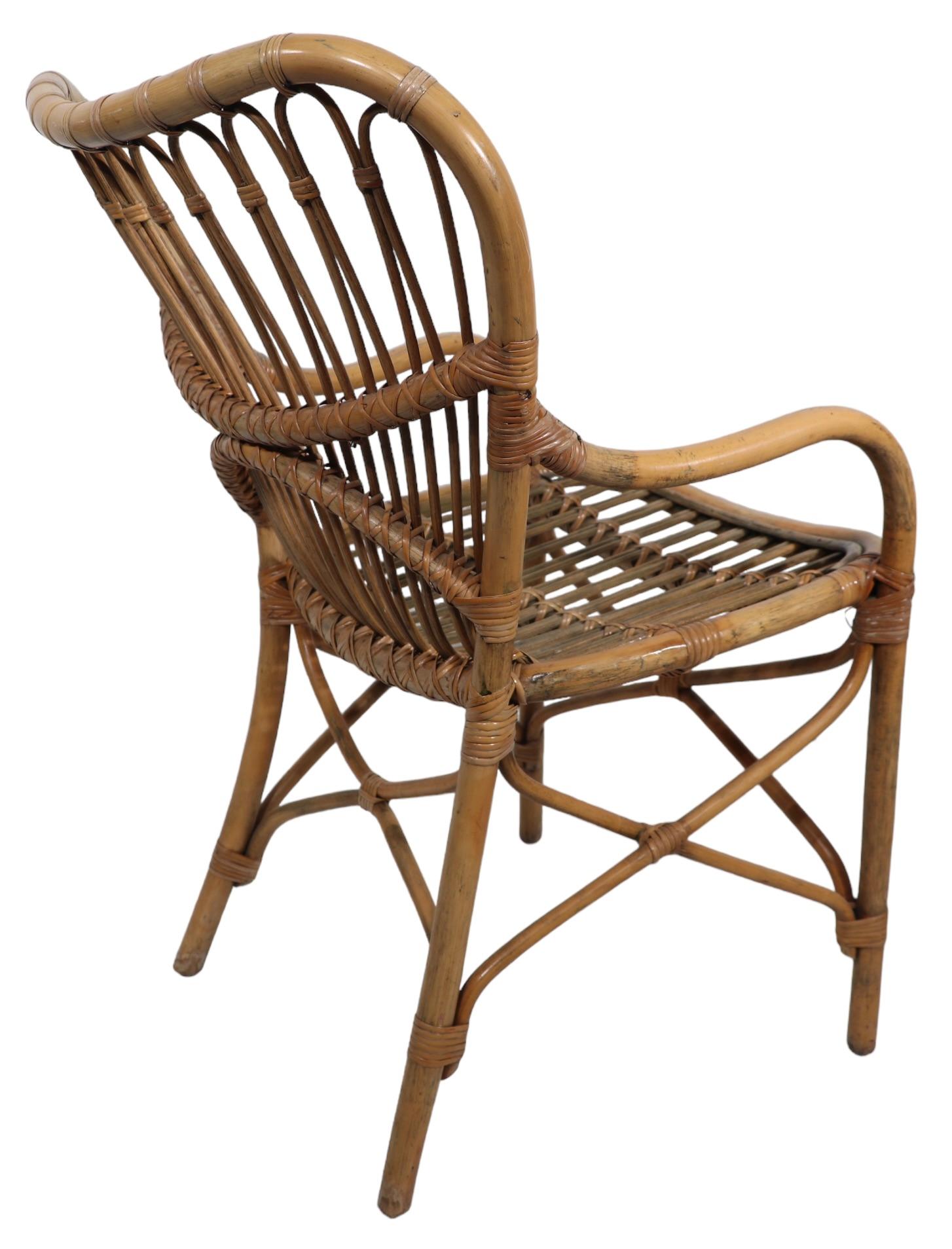 Bamboo Arm Chair in the style of Vittorio Bonacina  Franco Albini c 1950's  For Sale 1
