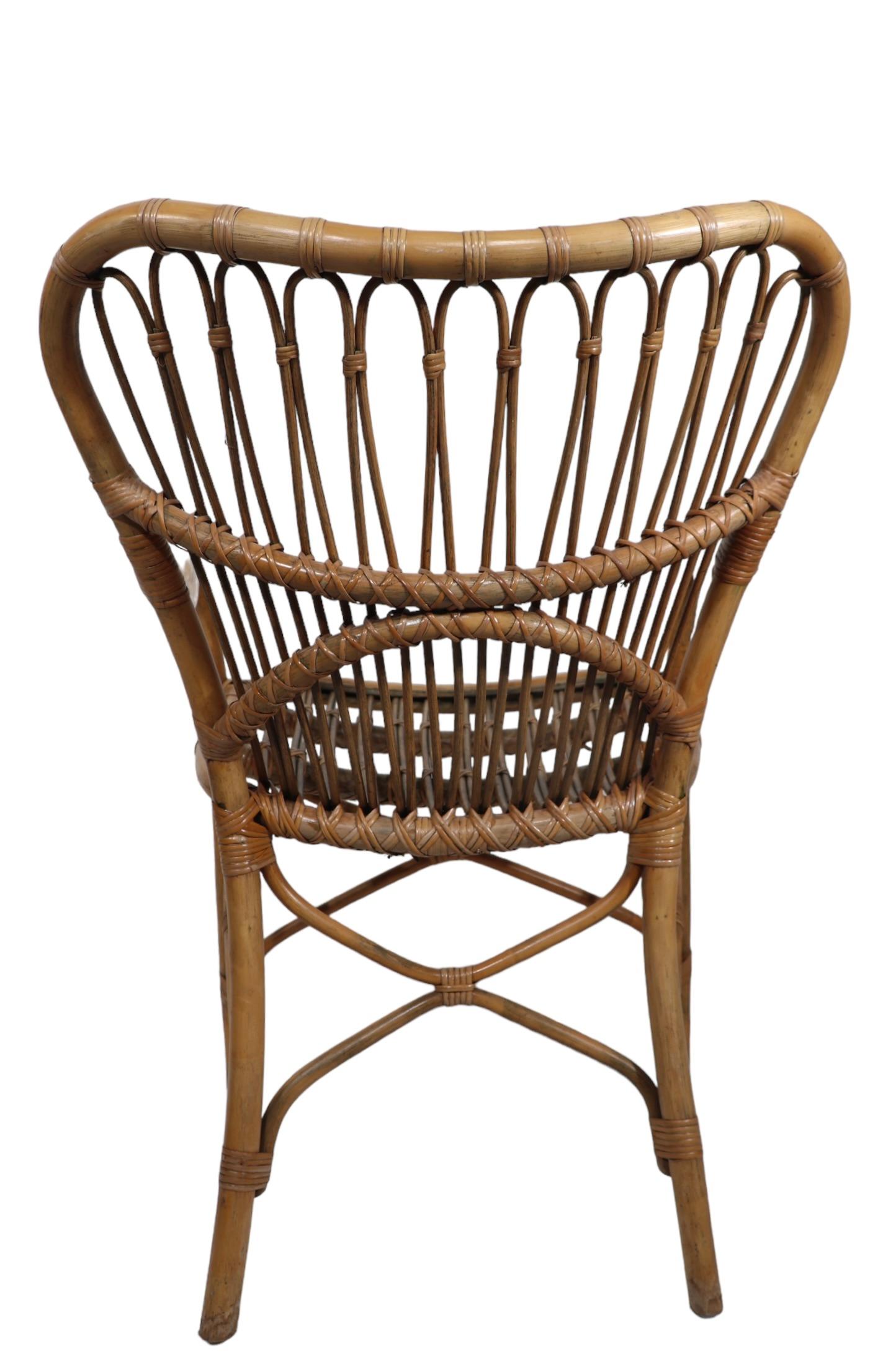 Bamboo Arm Chair in the style of Vittorio Bonacina  Franco Albini c 1950's  For Sale 2
