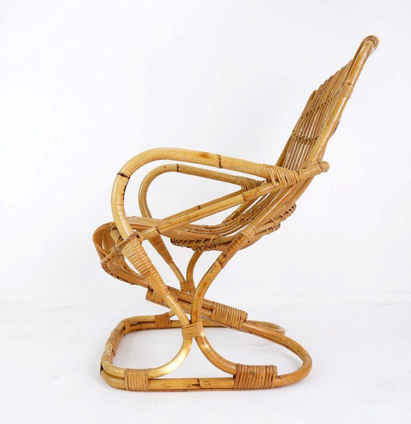 Bamboo Armchair attributed to Tito Agnoli, 1960's For Sale 1