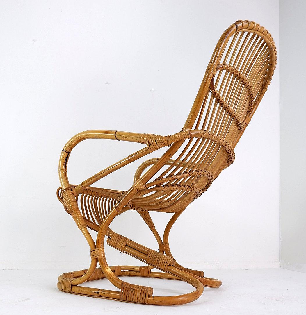 Sessel aus Bambus, Tito Agnoli zugeschrieben, 1960er-Jahre im Angebot 1