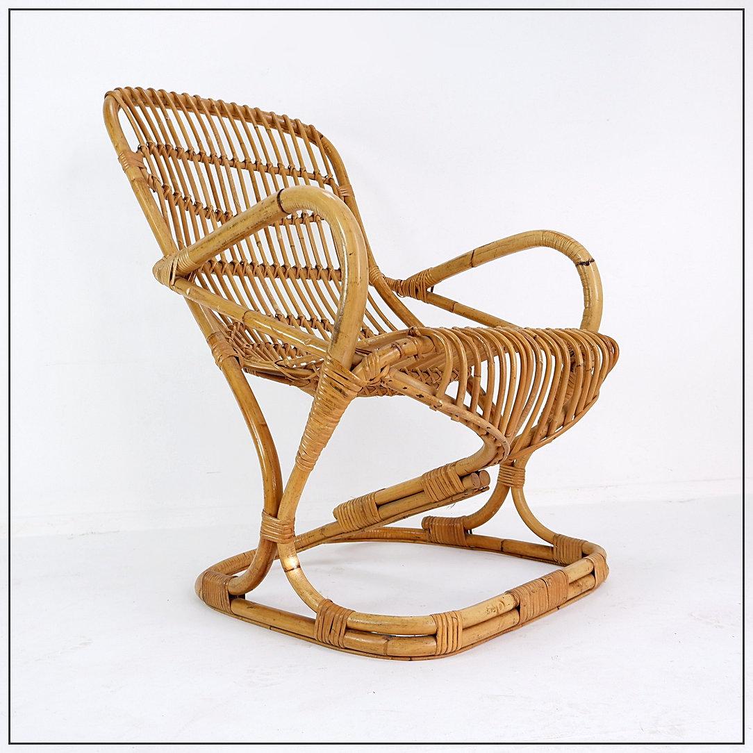 Sessel aus Bambus, Tito Agnoli zugeschrieben, 1960er-Jahre im Angebot 2
