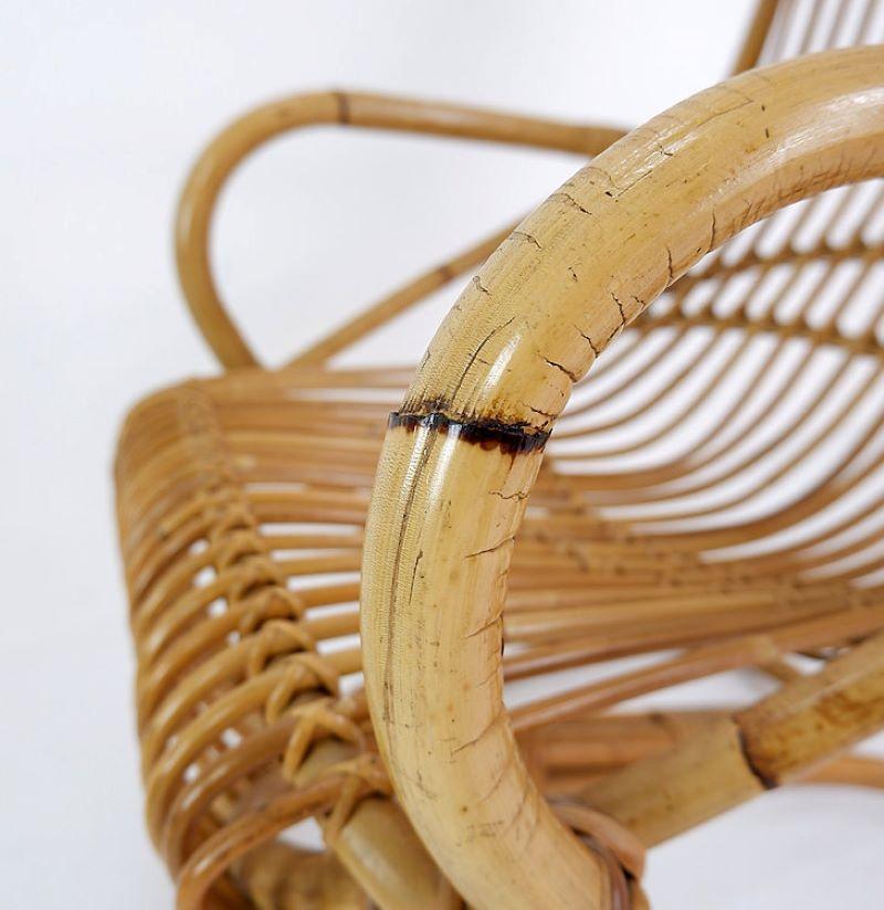 Bamboo Armchair attributed to Tito Agnoli, 1960's For Sale 4