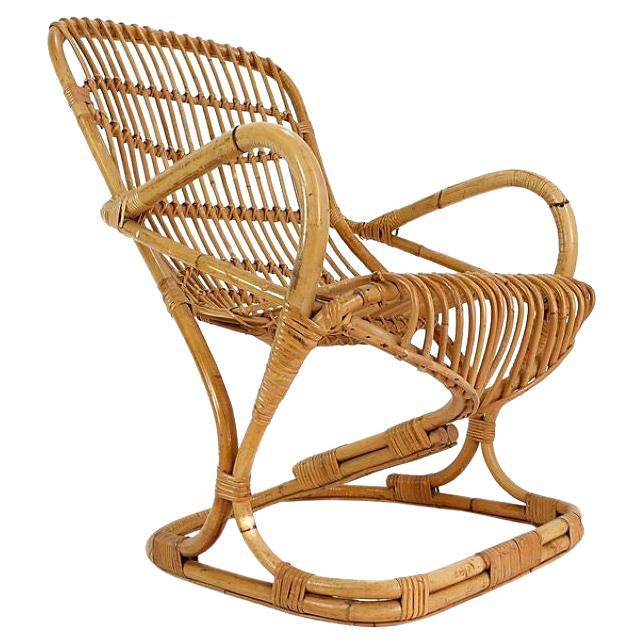 Bamboo Armchair attributed to Tito Agnoli, 1960's For Sale