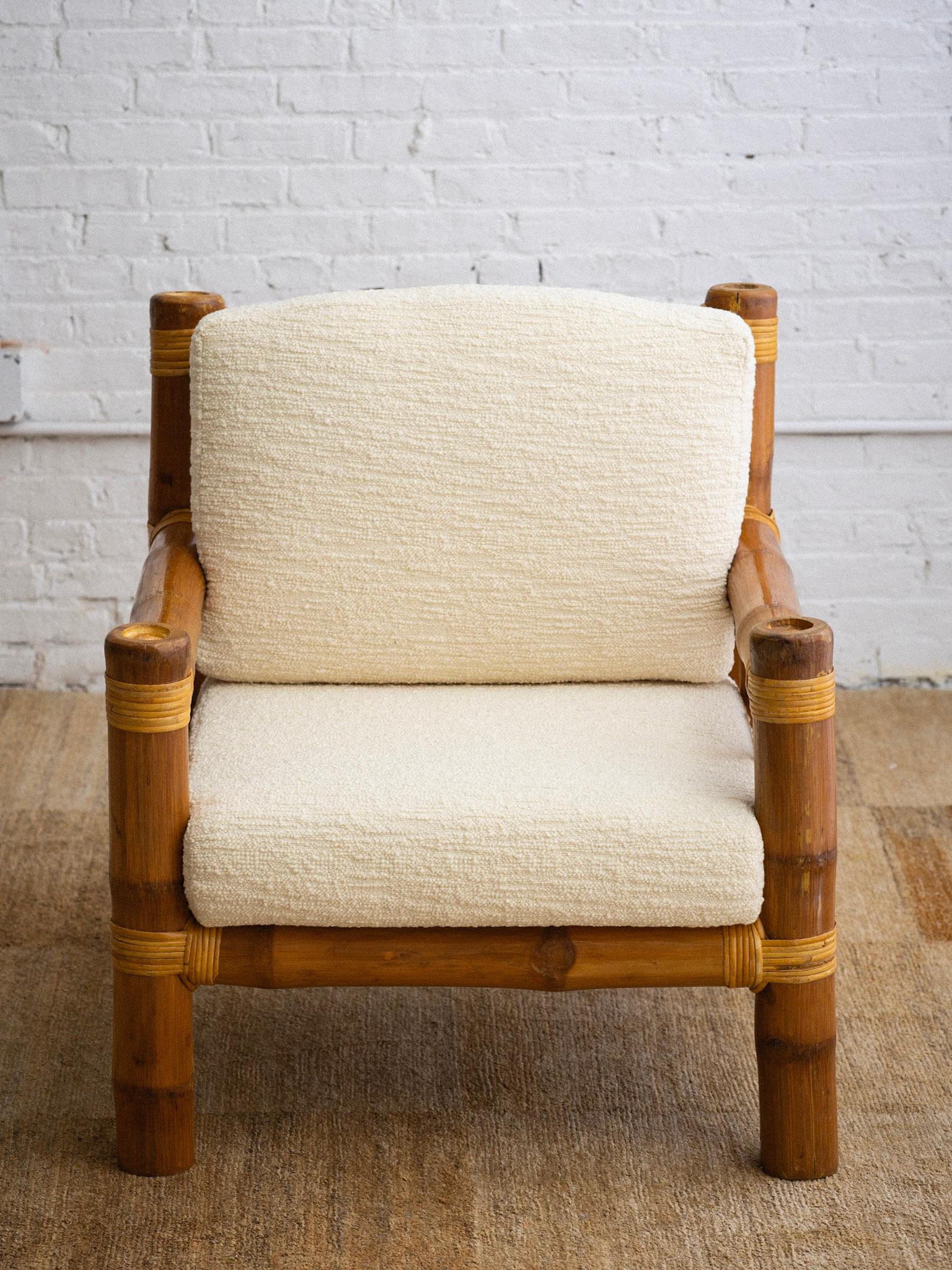 Wool Bamboo Armchair in the Style of Antonio Budji Layug For Sale