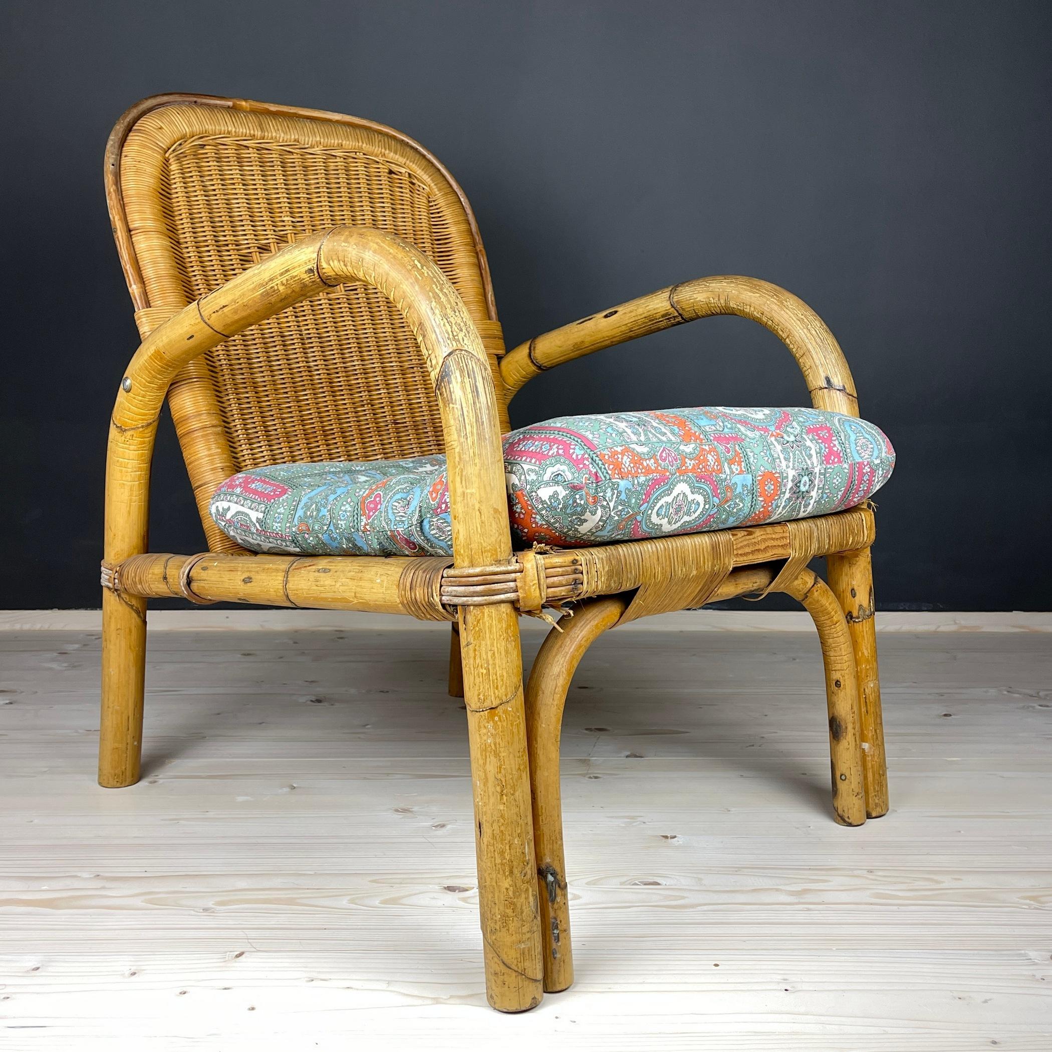 Mid-Century Modern Bamboo armchair Italy 1950s Italian vintage garden furniture  For Sale