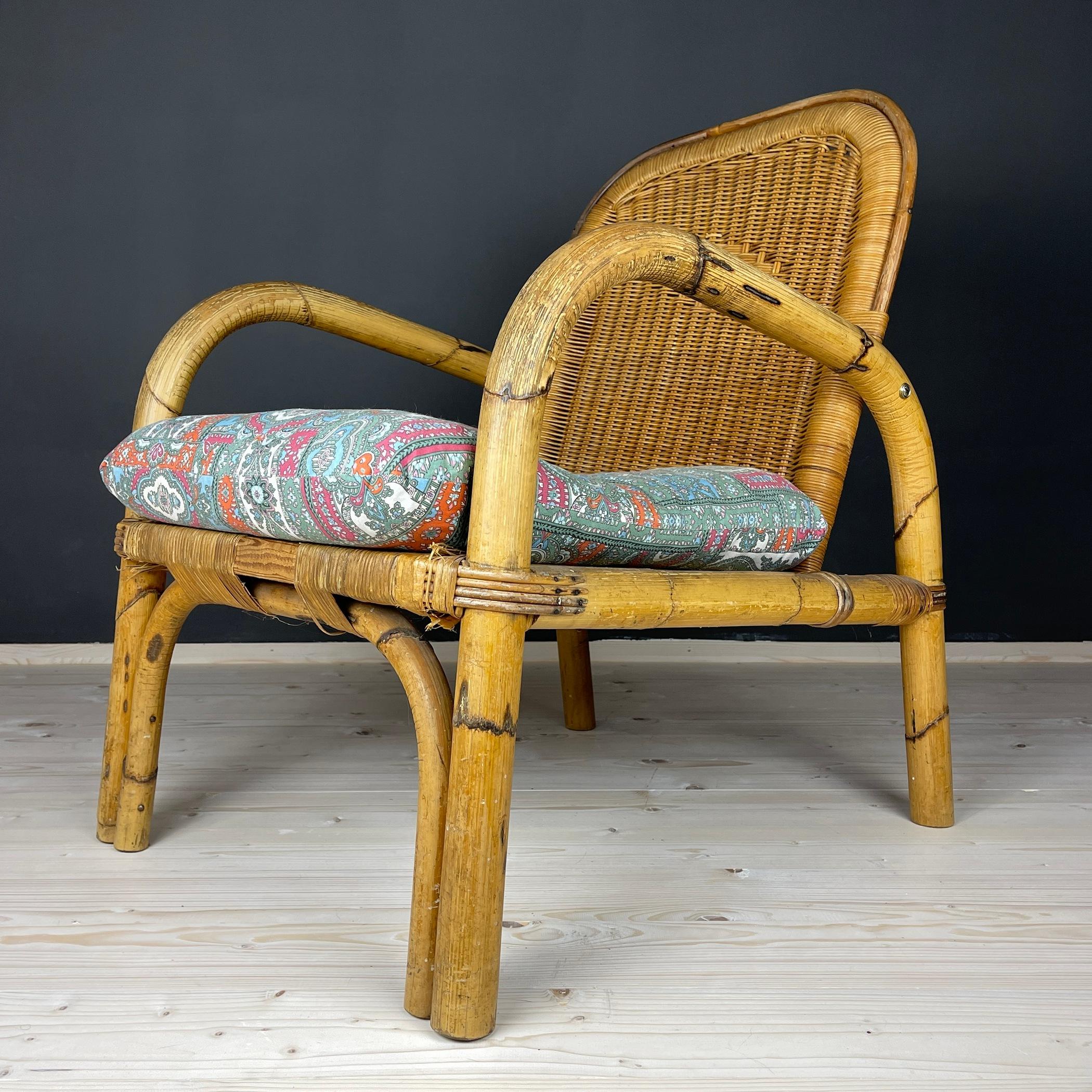 Bamboo armchair Italy 1950s Italian vintage garden furniture  In Good Condition For Sale In Miklavž Pri Taboru, SI