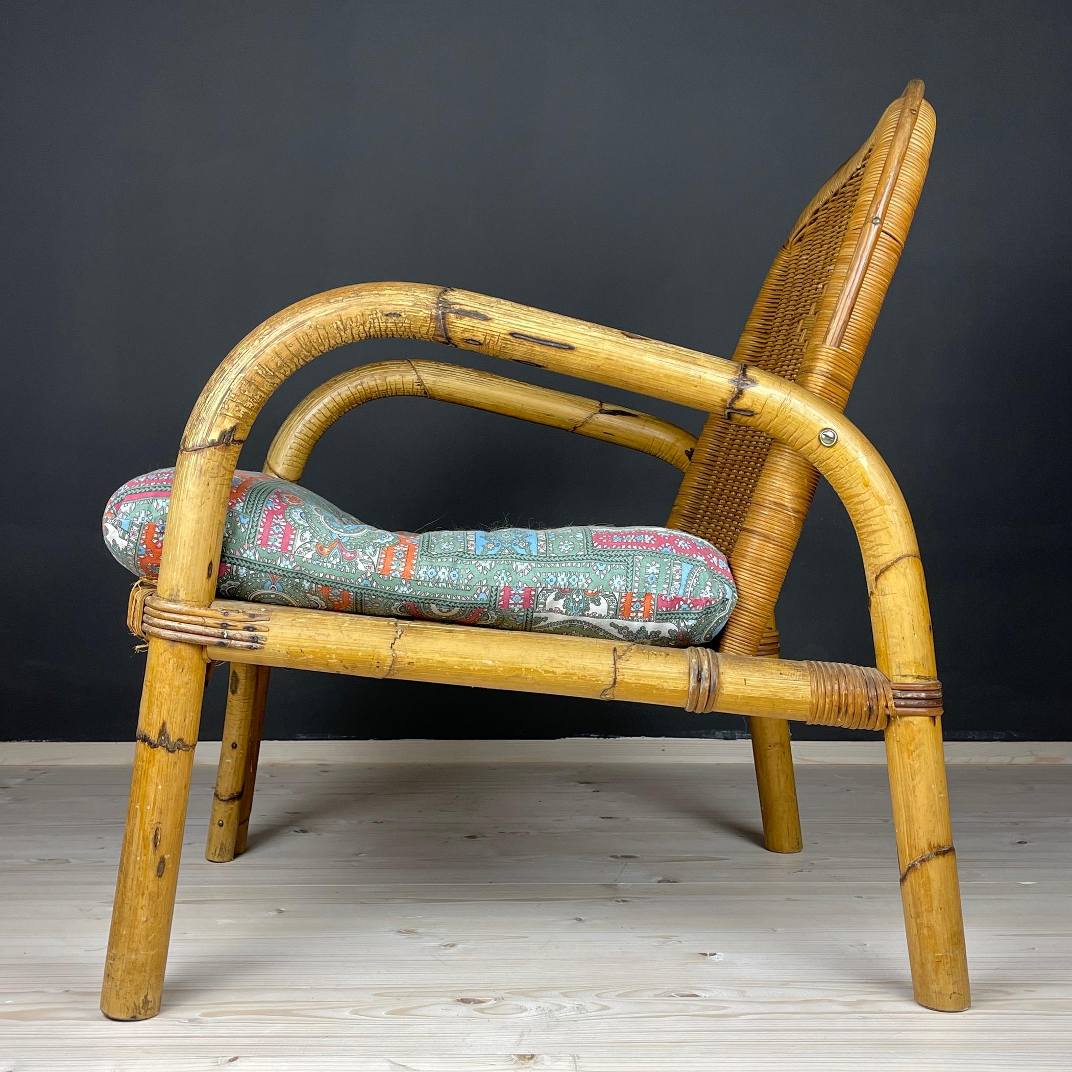 20th Century Bamboo armchair Italy 1950s Italian vintage garden furniture  For Sale