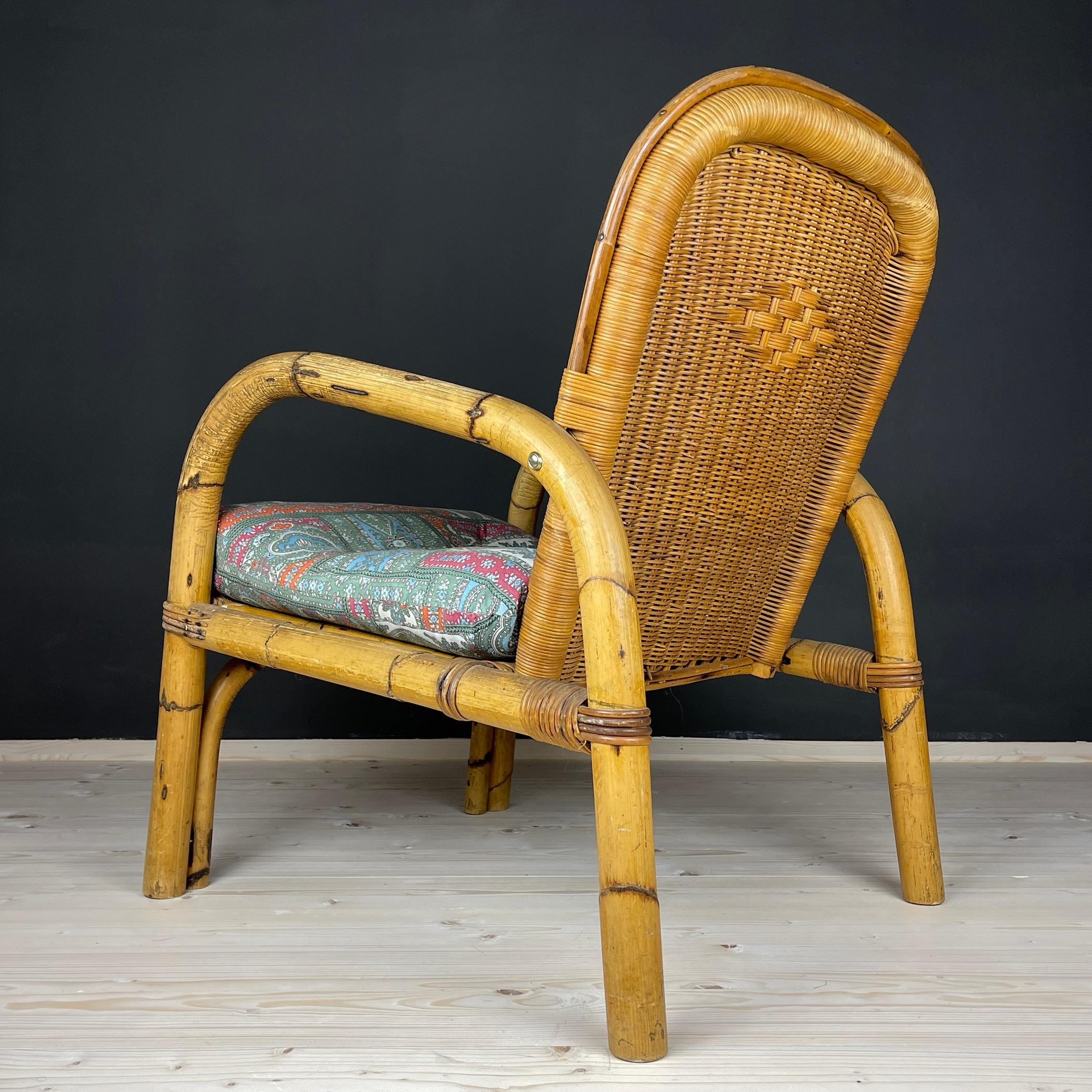 Bamboo armchair Italy 1950s Italian vintage garden furniture  For Sale 1