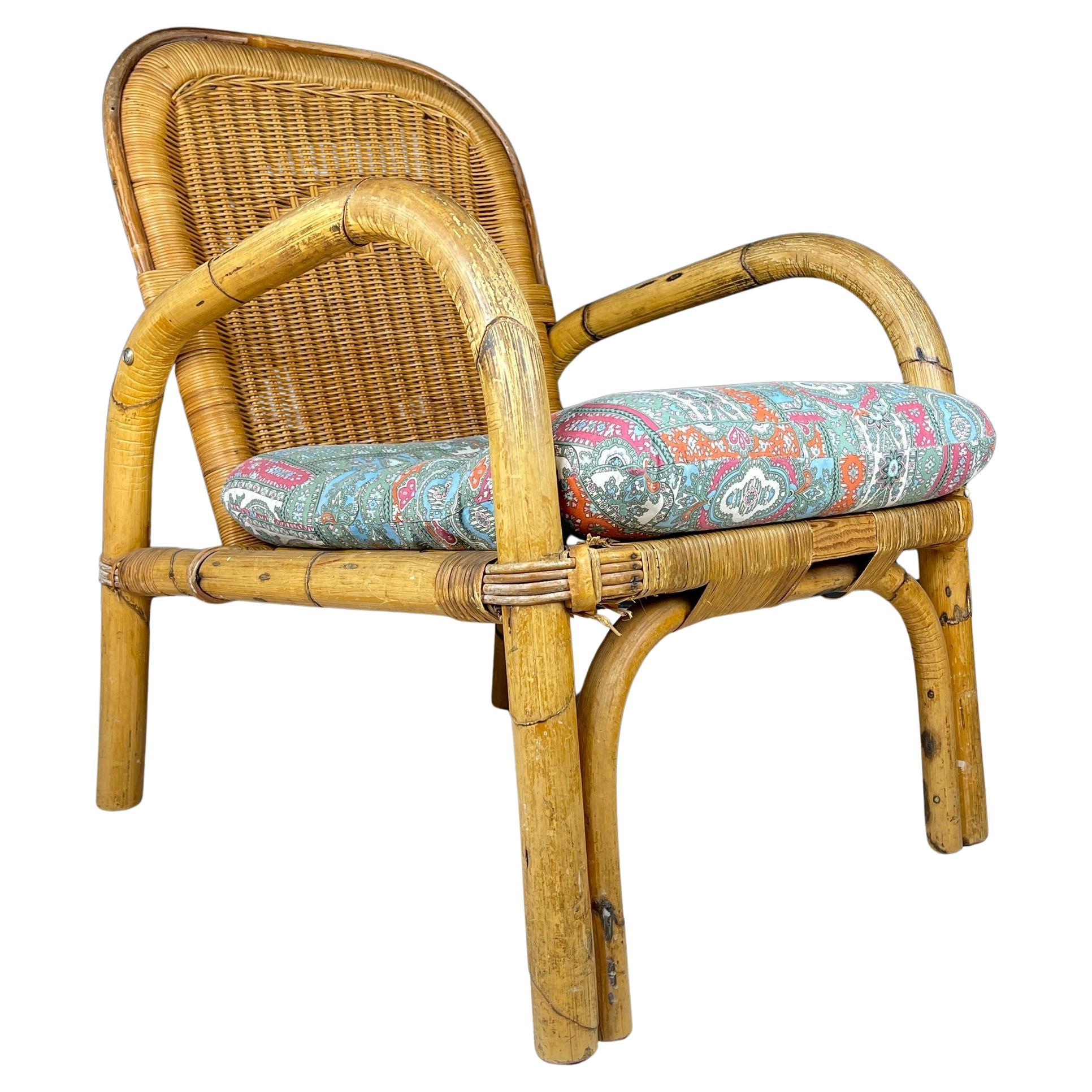 Bamboo armchair Italy 1950s Italian vintage garden furniture  For Sale