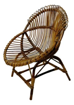 Bamboo Armchair Wicker Chair by Bonacina, 1960s