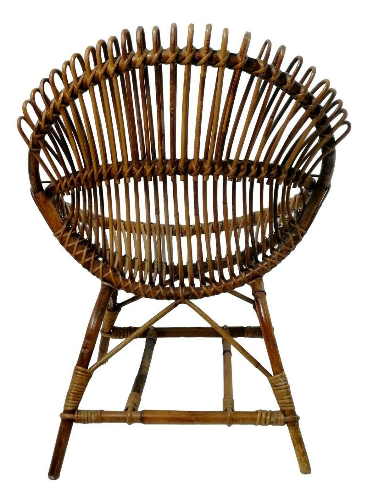 Bamboo Armchair Wicker Chair by Bonacina, 1960s In Good Condition In taranto, IT