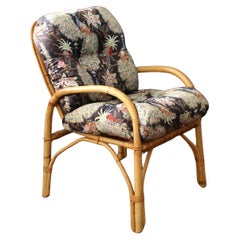 Bamboo armchair with silk cushions from the 1970s made in Italy