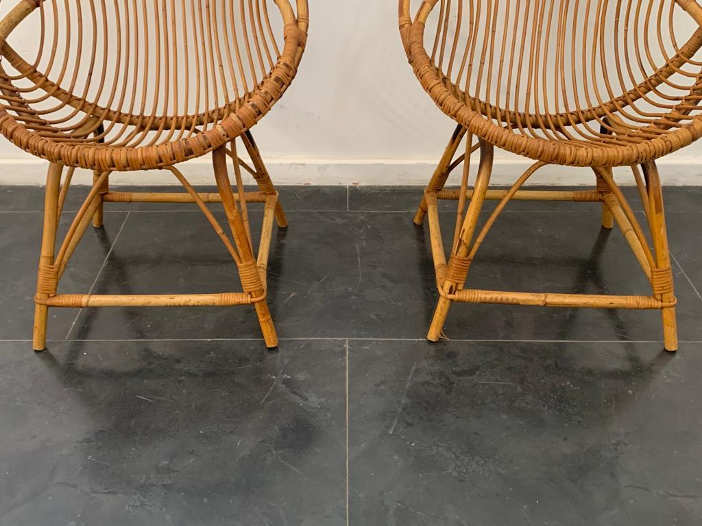 Italian Bamboo Armchairs, 1950s, Set of 2 For Sale