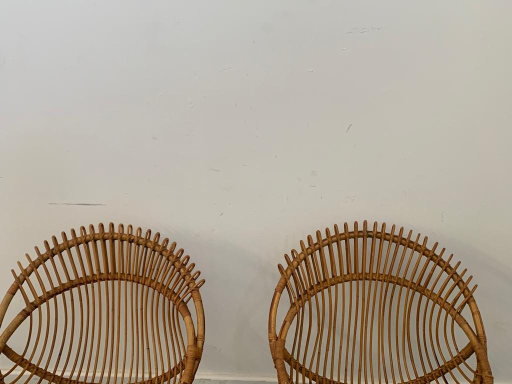 Bamboo Armchairs, 1950s, Set of 2 In Good Condition For Sale In Montelabbate, PU