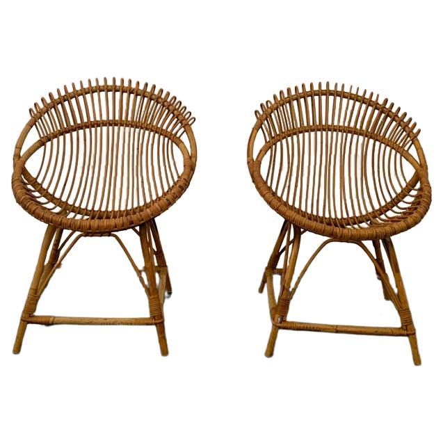 Bamboo Armchairs, 1950s, Set of 2