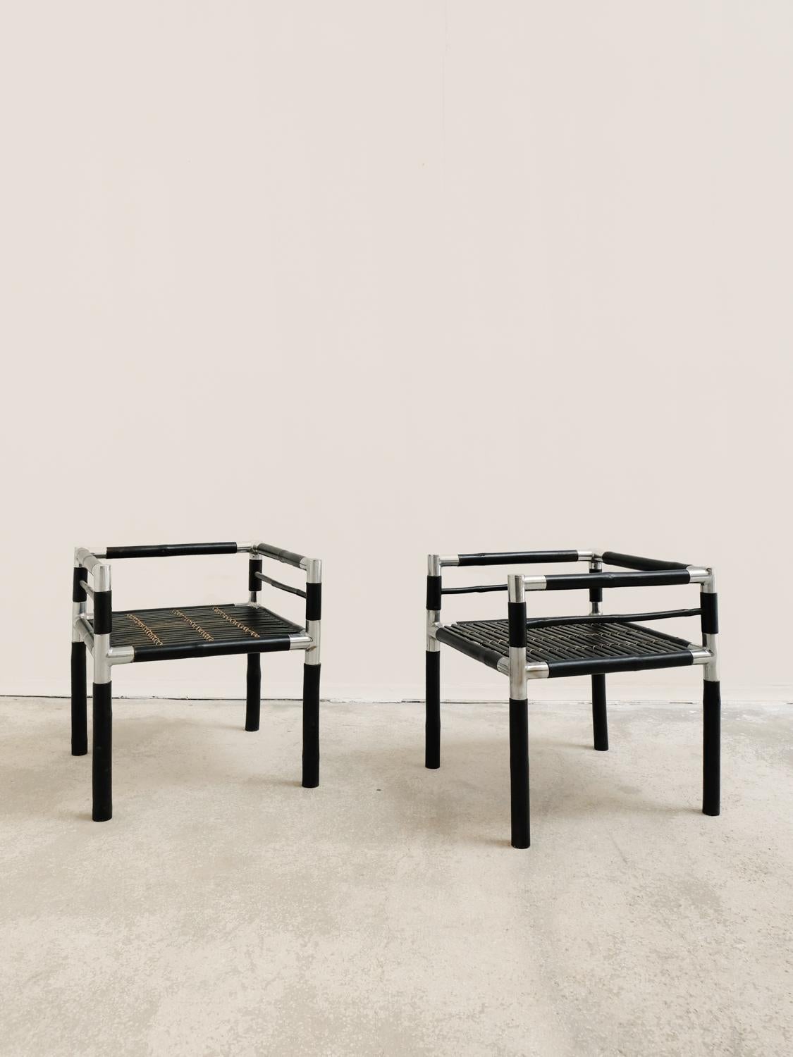 Bamboo armchairs by designer Quasar Khanh, 1970s 5