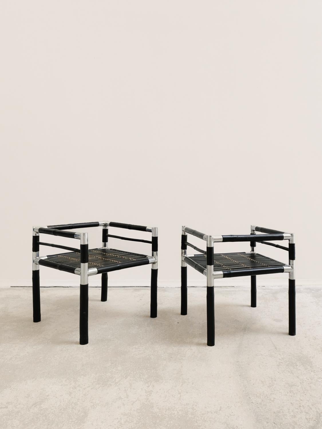 Bamboo armchairs by designer Quasar Khanh, 1970s 6