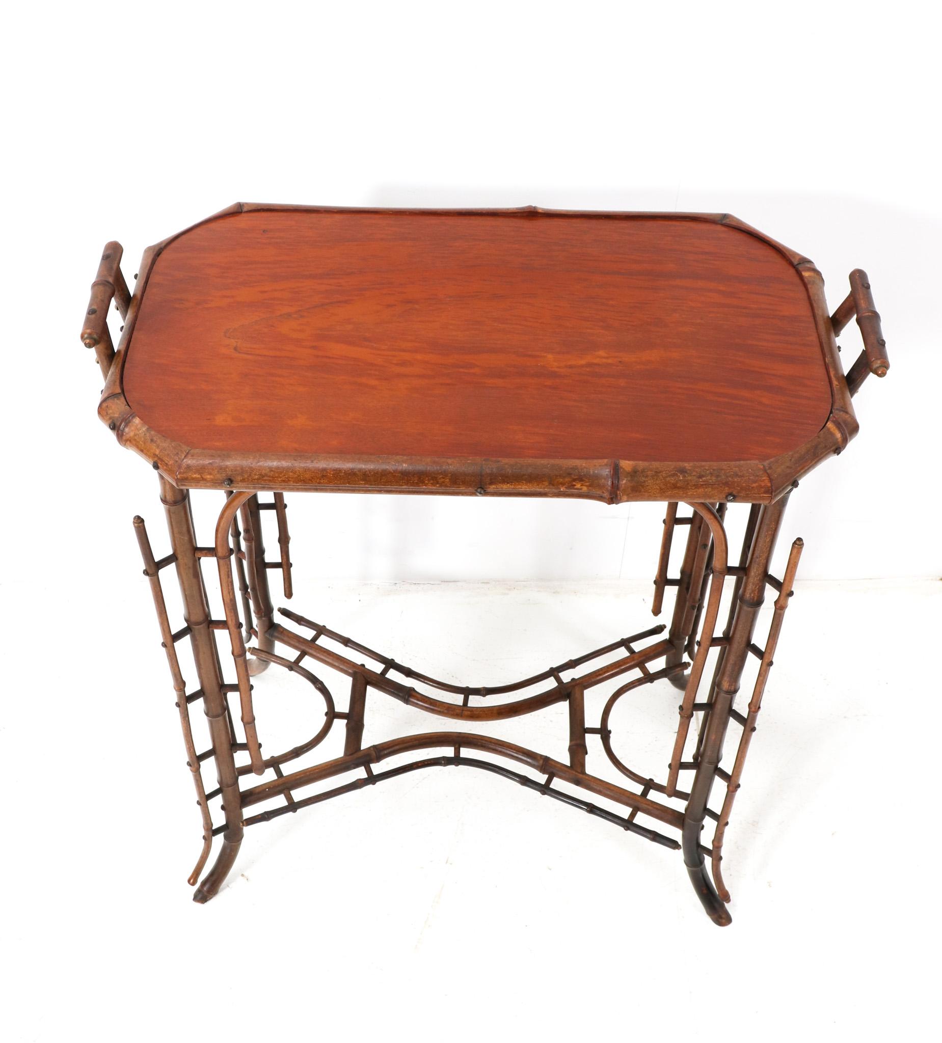 Dutch Bamboo Art Nouveau Tea Table, 1900s For Sale