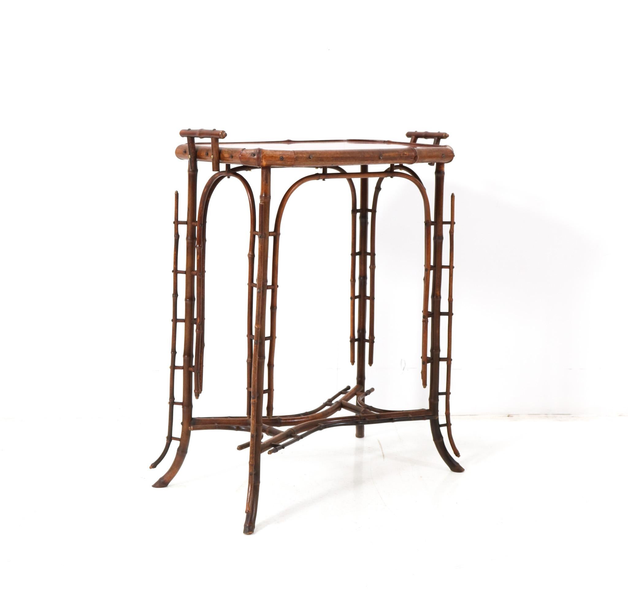 Bamboo Art Nouveau Tea Table, 1900s For Sale 1