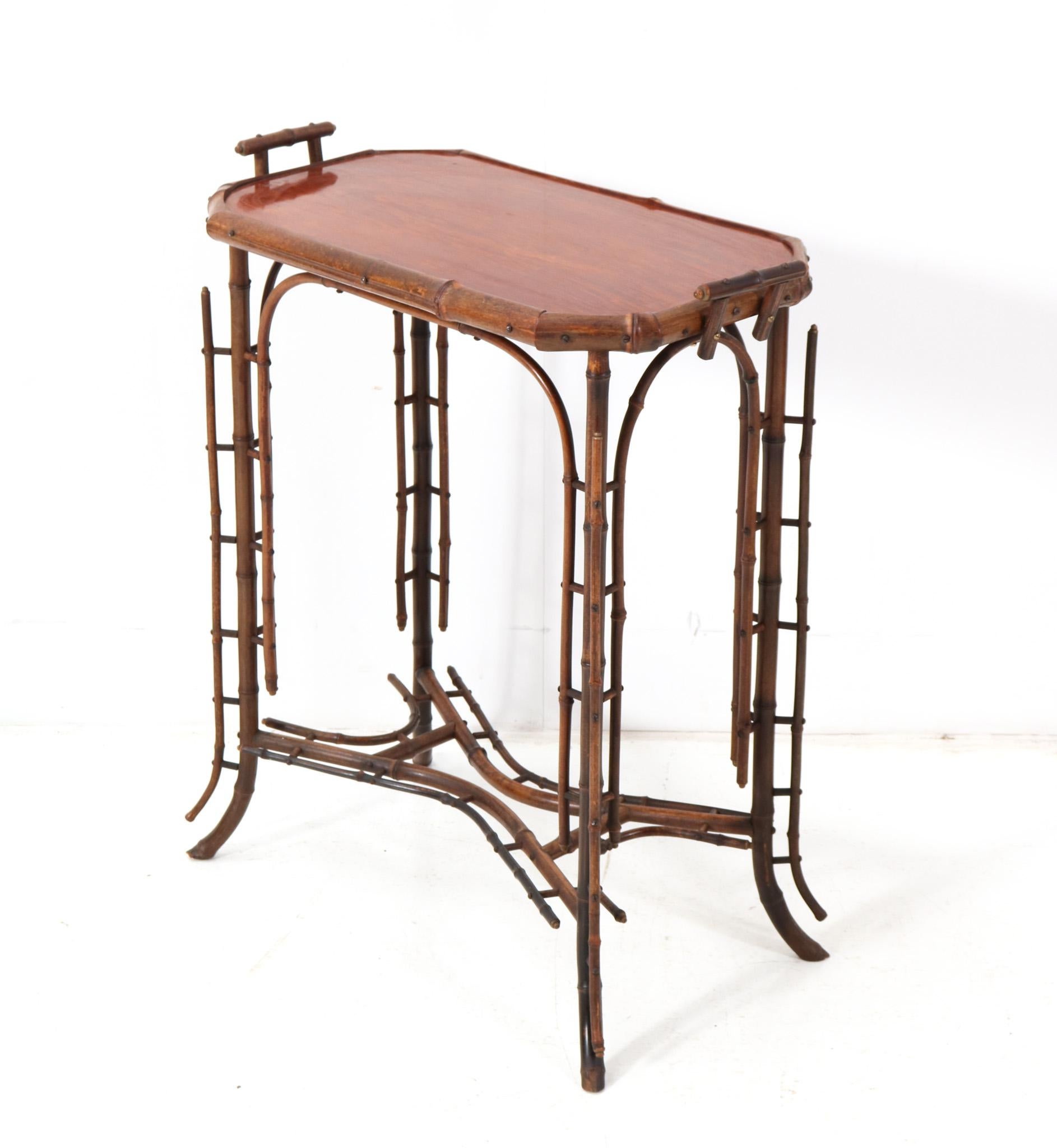 Bamboo Art Nouveau Tea Table, 1900s For Sale 2