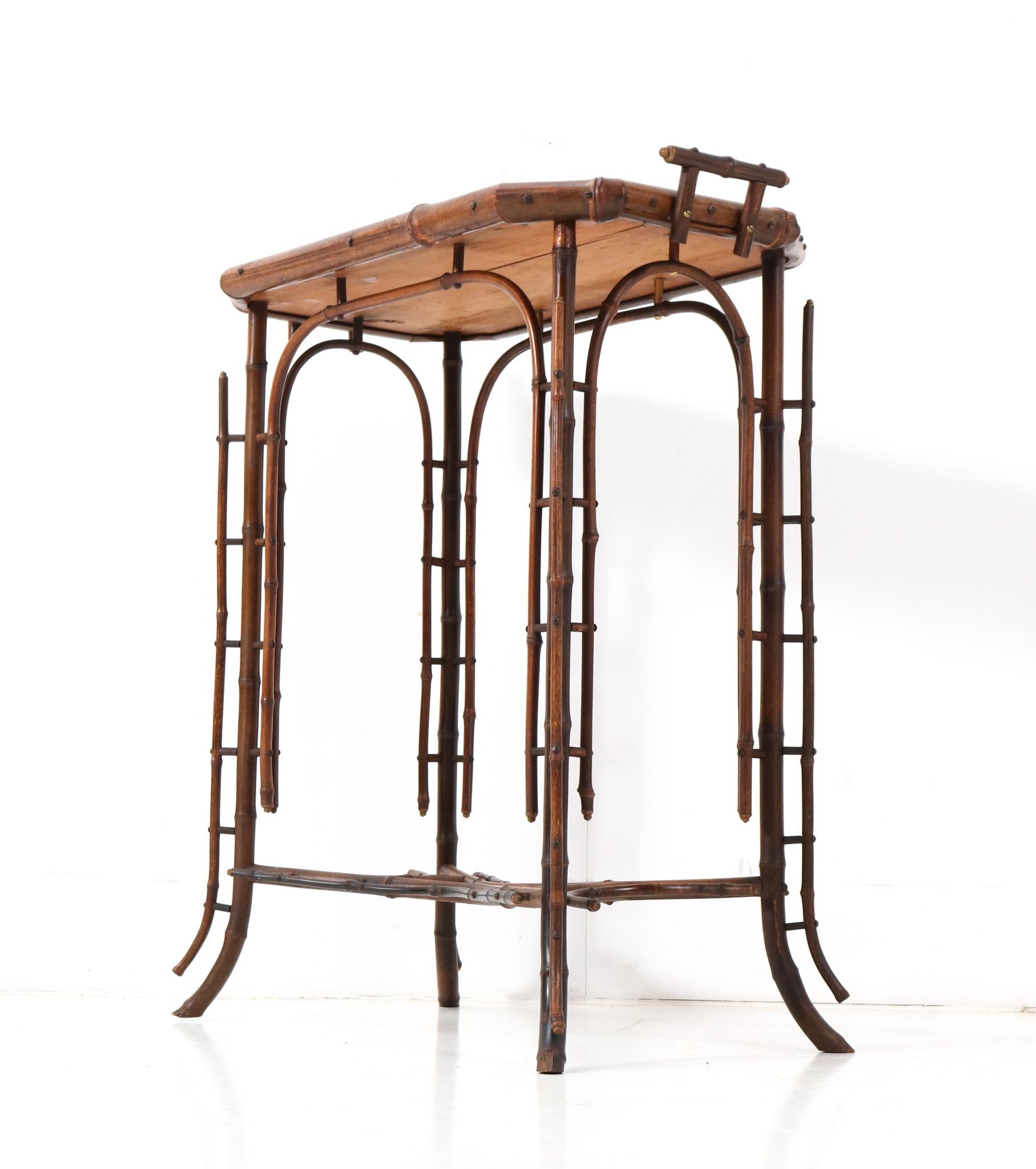 Bamboo Art Nouveau Tea Table, 1900s For Sale 3