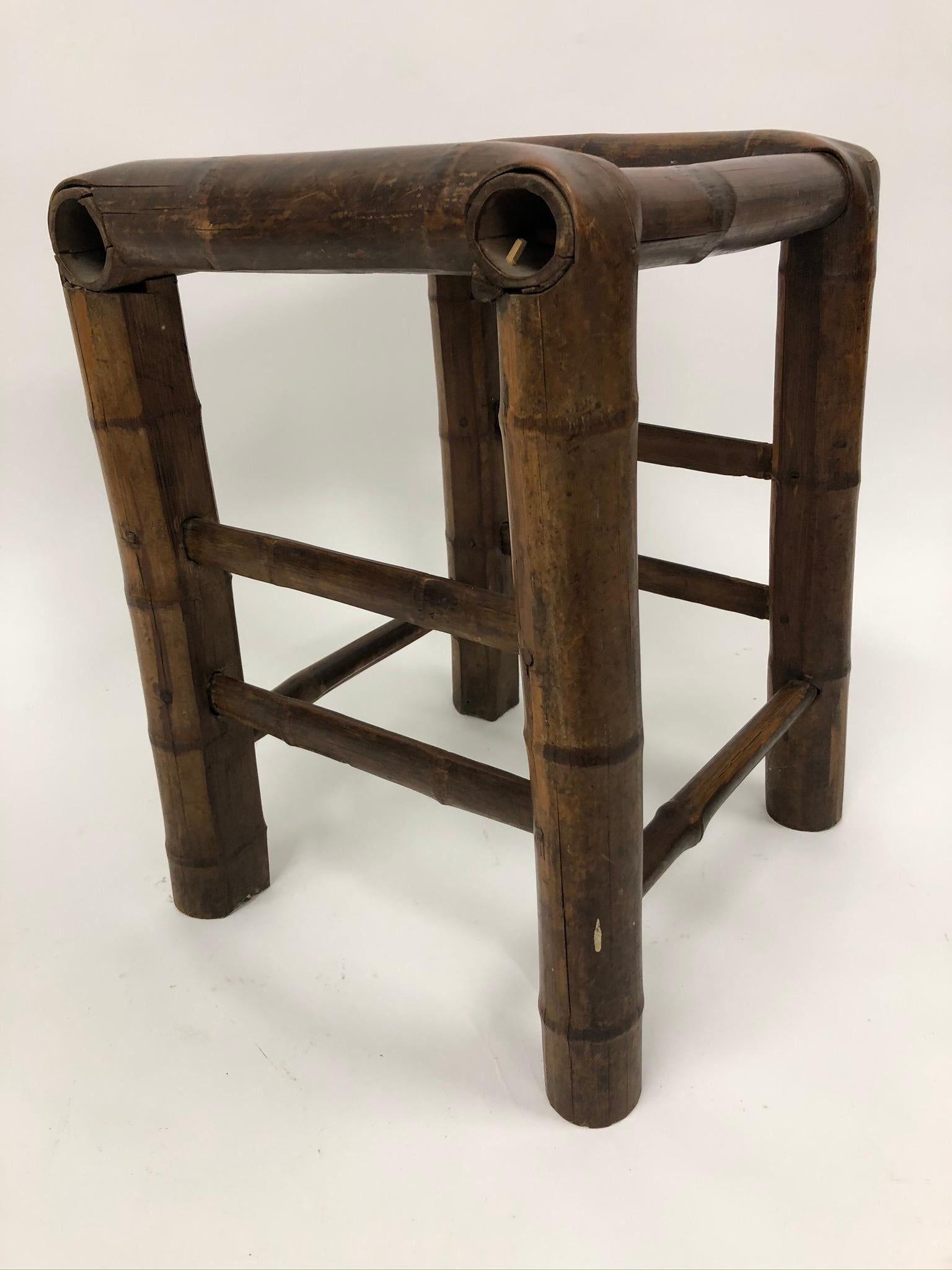 Bamboo Asian stool. Perfect accent piece in a bathroom to place towels.

Property from esteemed interior designer Juan Montoya. Juan Montoya is one of the most acclaimed and prolific interior designers in the world today. Juan Montoya was born and