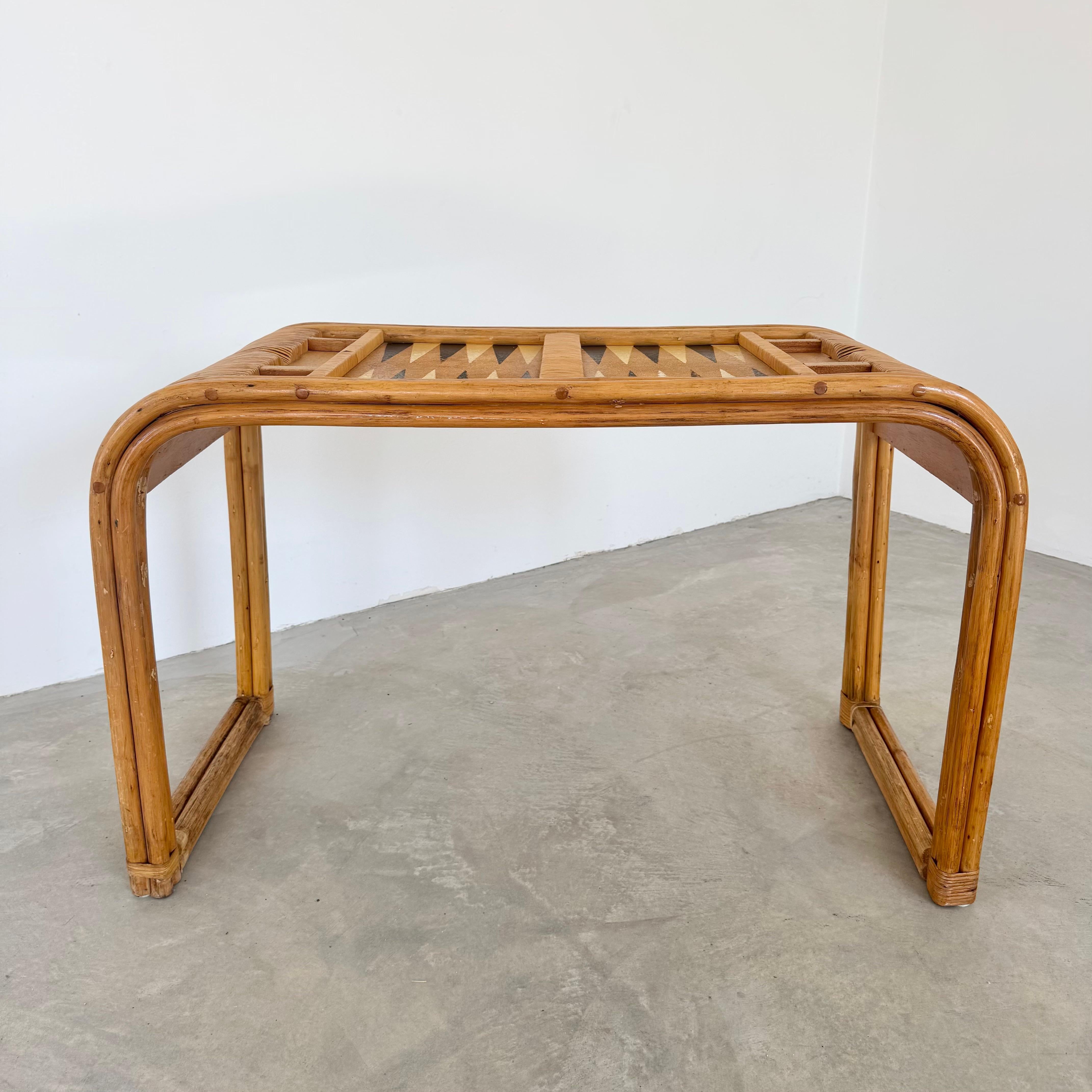Backgammon-Tisch aus Bambus im Stil von Gabriella Crespi, 1970er Jahre USA (amerikanisch) im Angebot