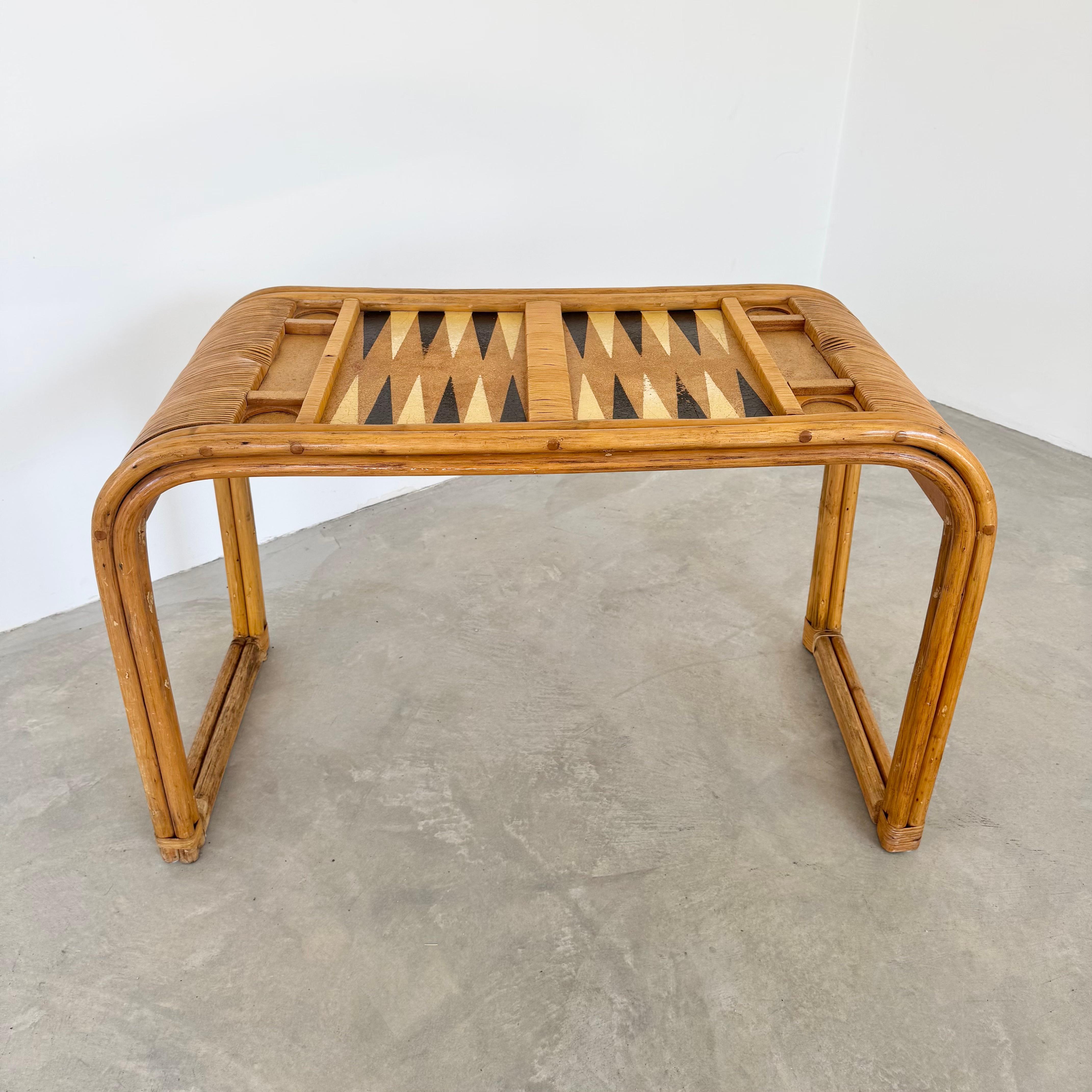 Backgammon-Tisch aus Bambus im Stil von Gabriella Crespi, 1970er Jahre USA im Zustand „Gut“ im Angebot in Los Angeles, CA