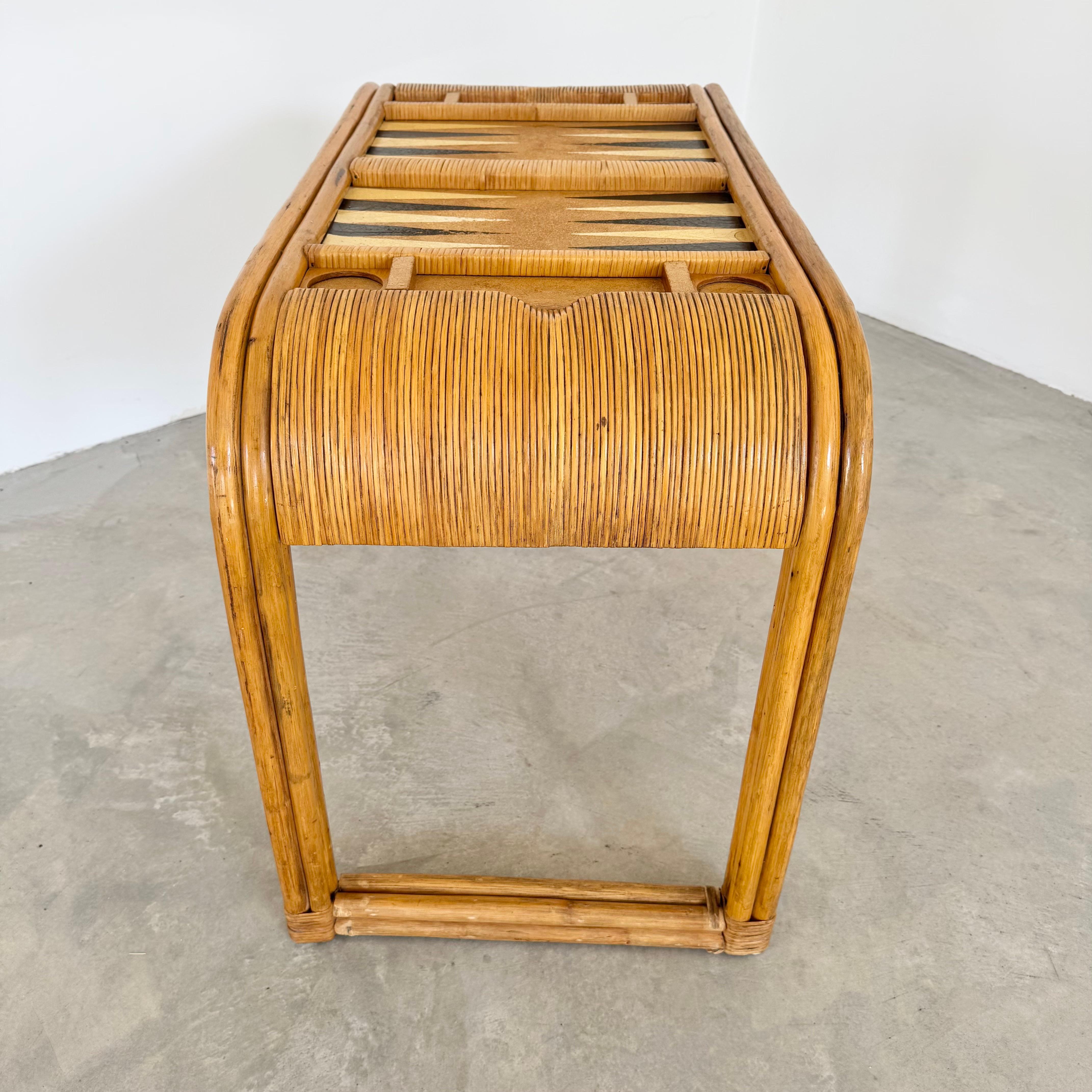 Backgammon-Tisch aus Bambus im Stil von Gabriella Crespi, 1970er Jahre USA (Ende des 20. Jahrhunderts) im Angebot