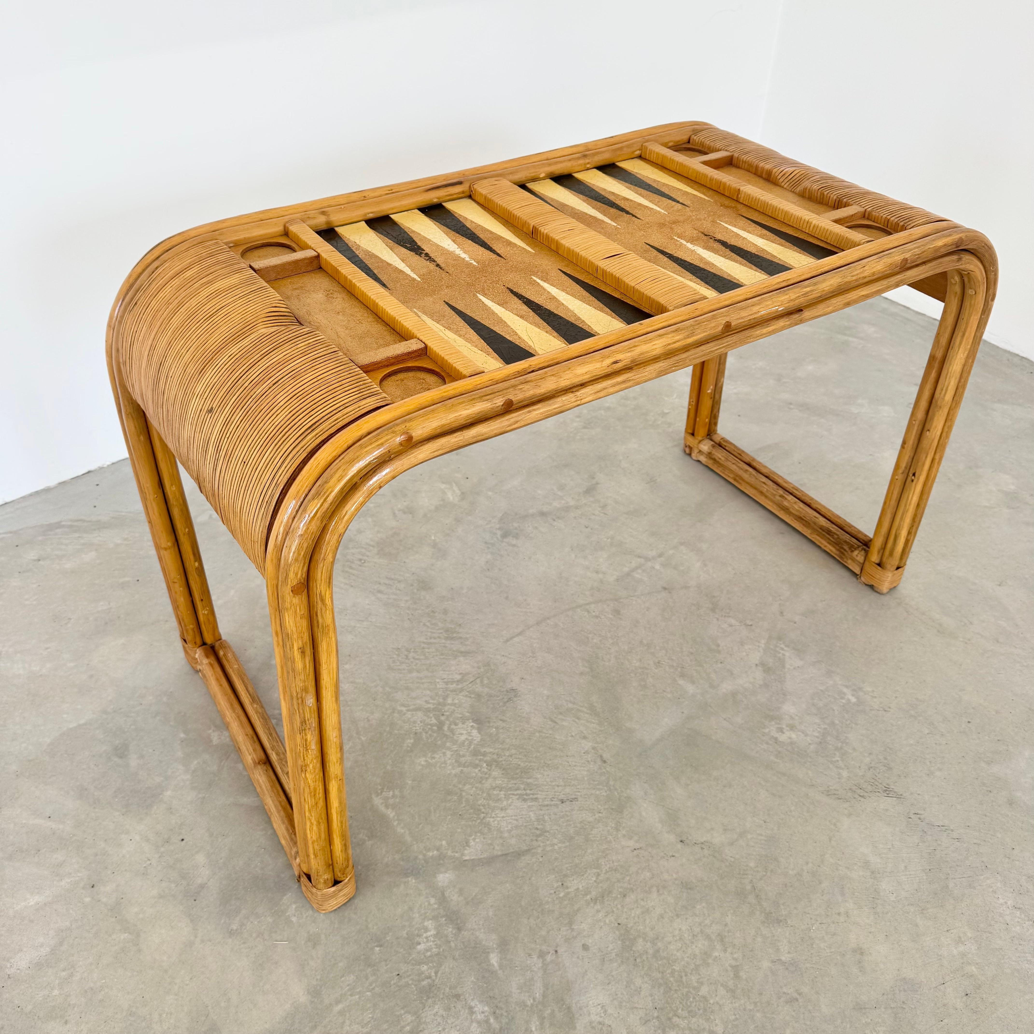 Backgammon-Tisch aus Bambus im Stil von Gabriella Crespi, 1970er Jahre USA im Angebot 1