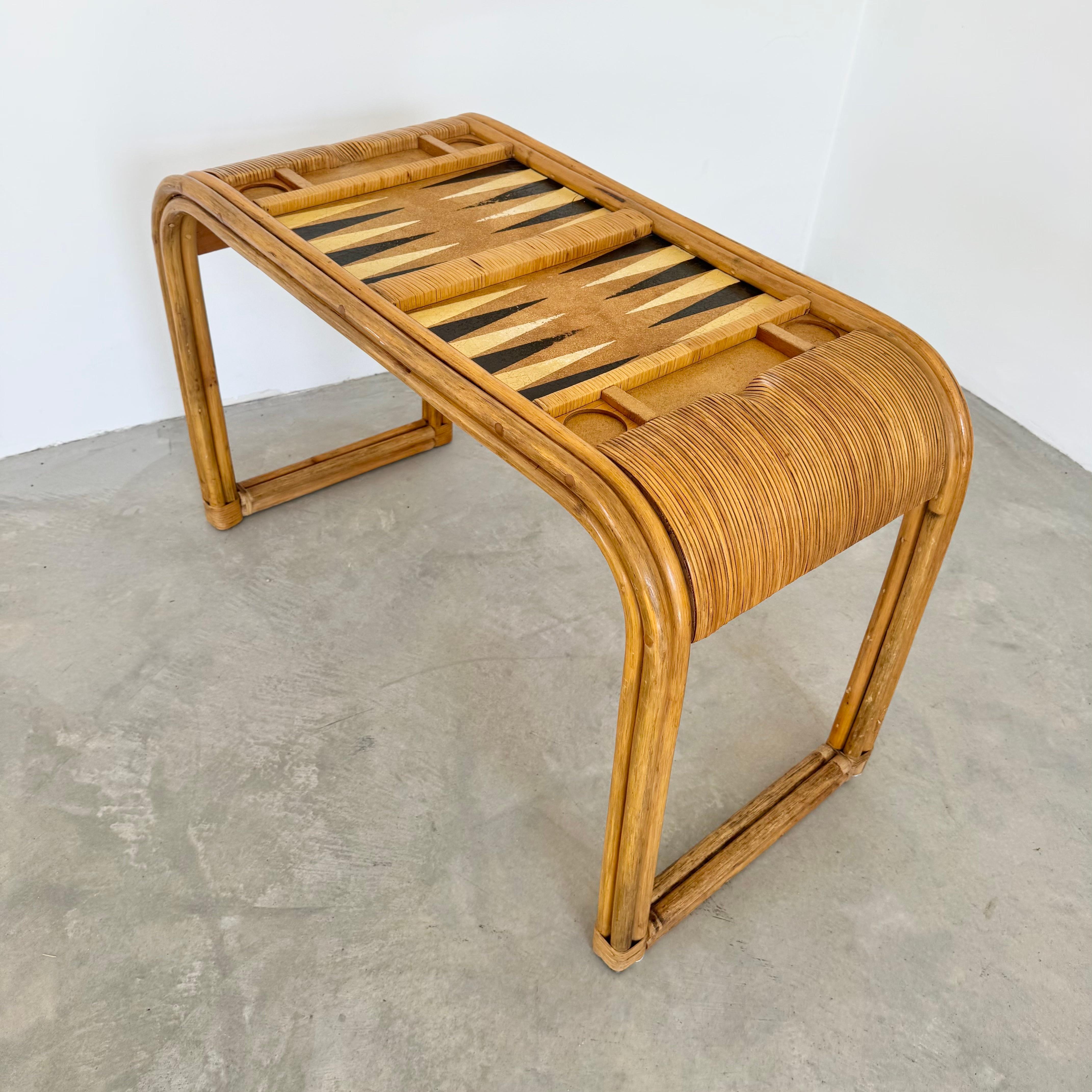 Backgammon-Tisch aus Bambus im Stil von Gabriella Crespi, 1970er Jahre USA im Angebot 2