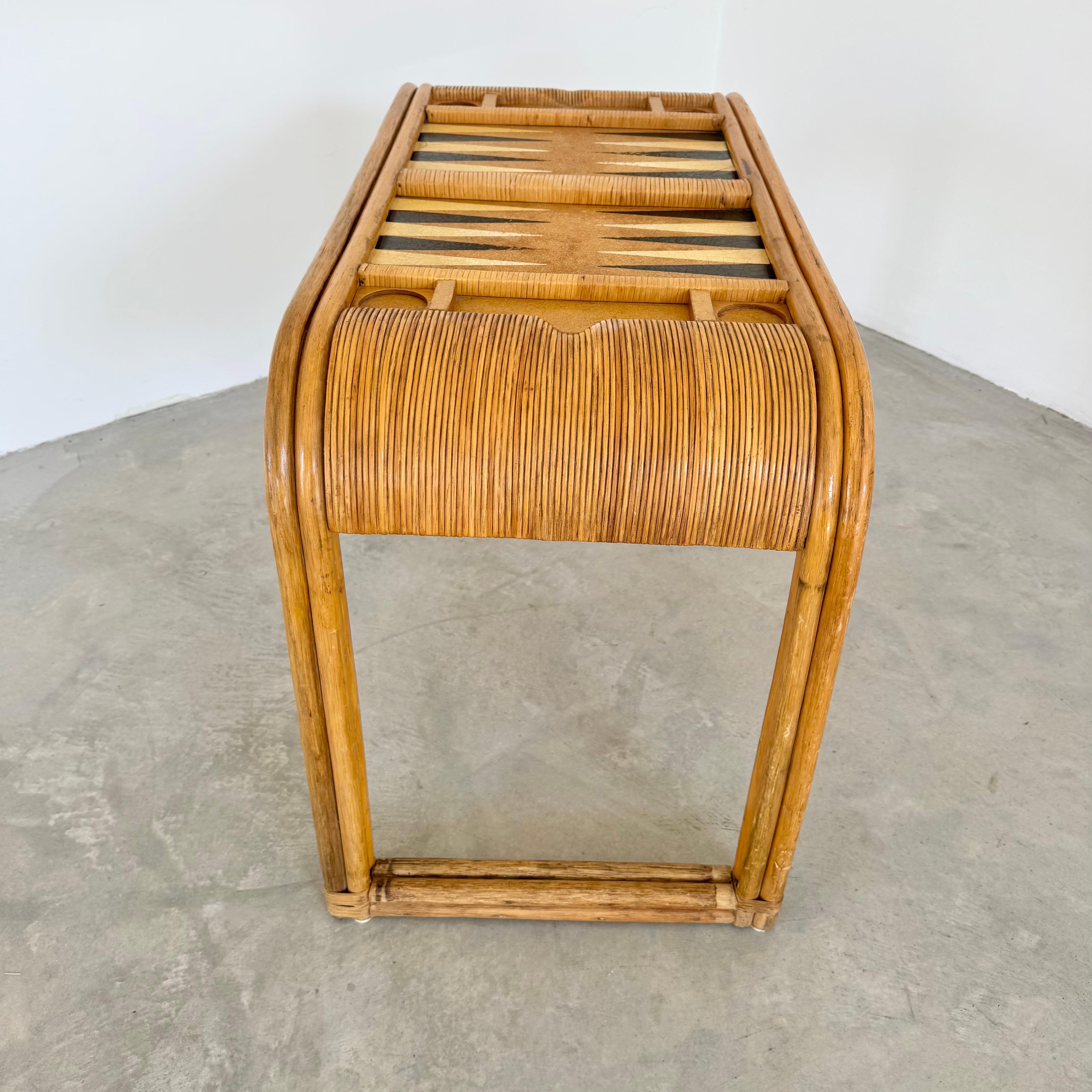 Backgammon-Tisch aus Bambus im Stil von Gabriella Crespi, 1970er Jahre USA im Angebot 3