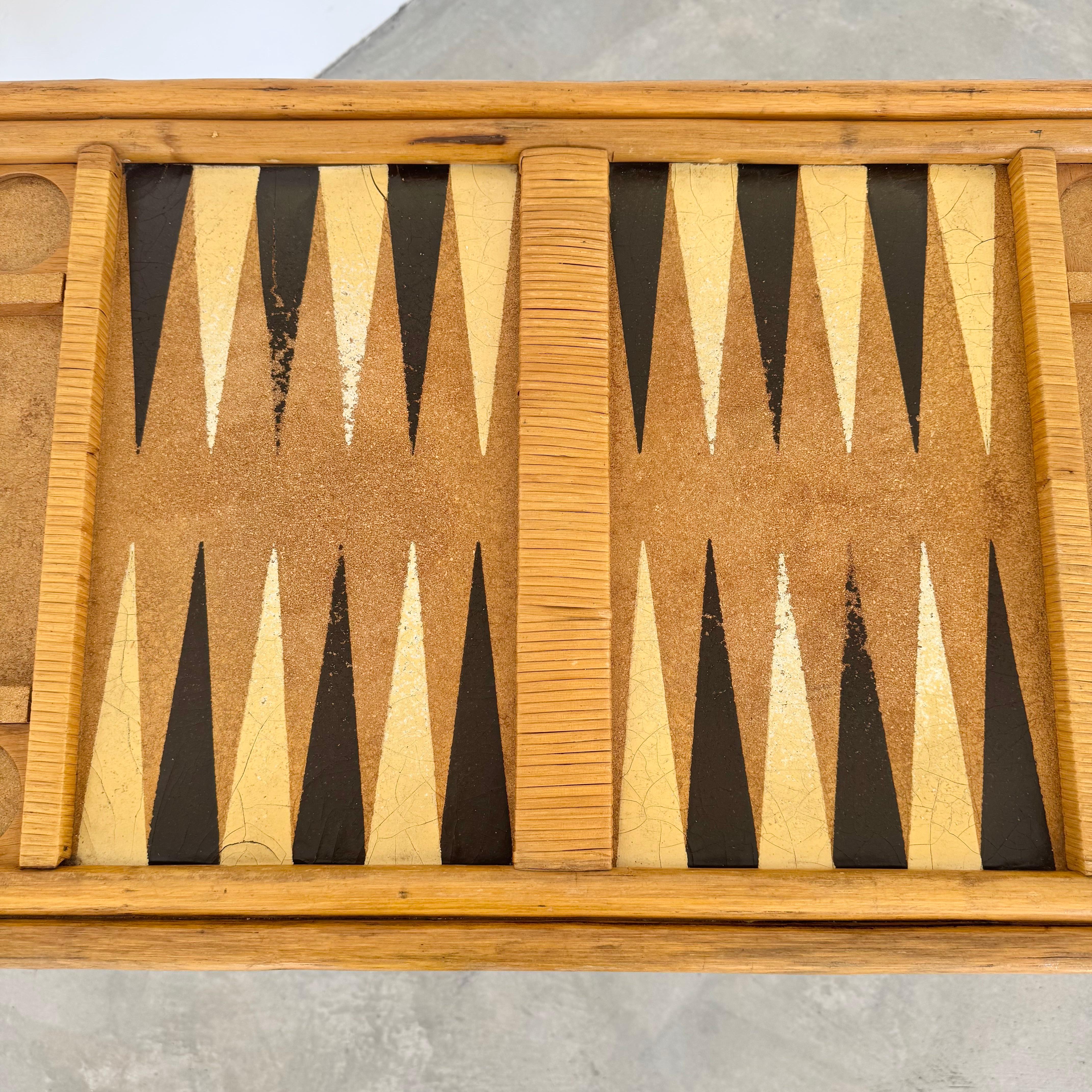 Backgammon-Tisch aus Bambus im Stil von Gabriella Crespi, 1970er Jahre USA im Angebot 4