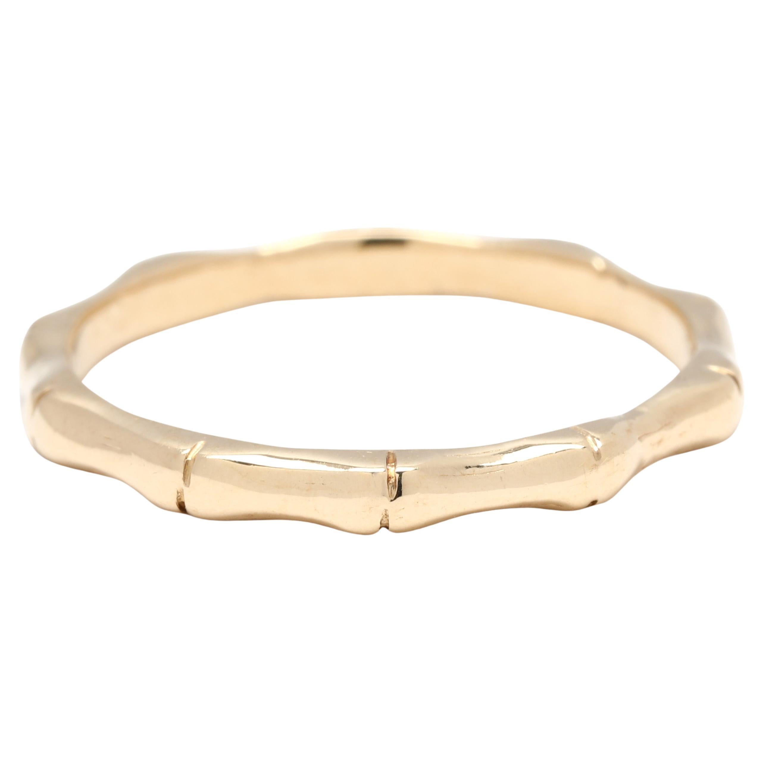 Anello a fascia di bambù, oro giallo 14k, misura 6,5, impilabile in vendita