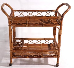 Bamboo Bar Cart Serving Trolley