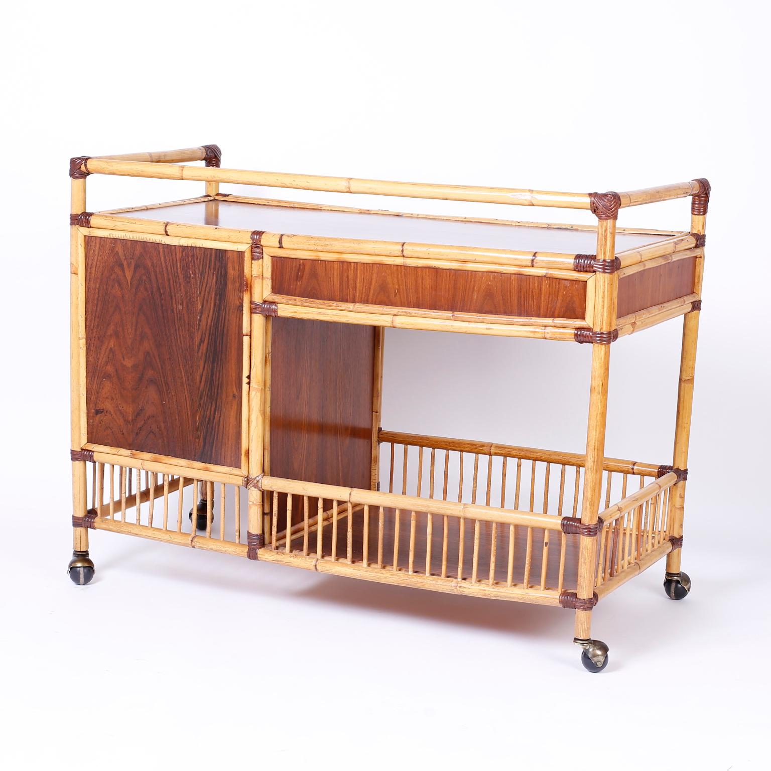 Bamboo Bar or Serving Cart at 1stDibs bamboo serving cart