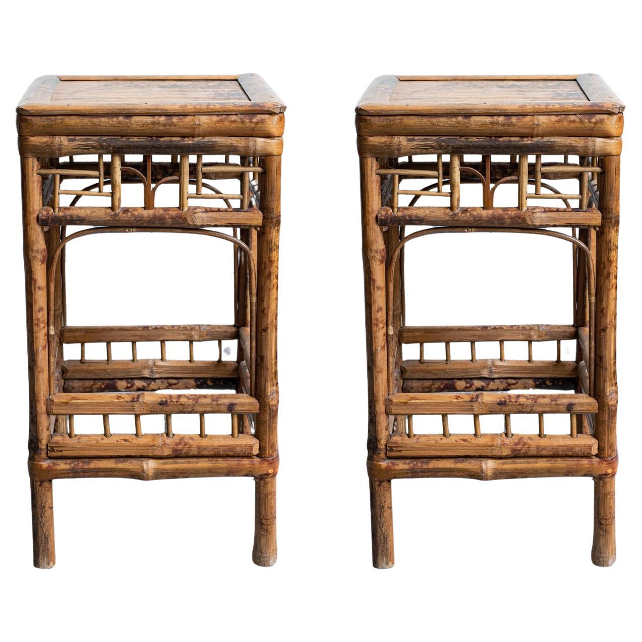 Pair of brindle bamboo high stools or ...little tables. they are very interesting, useful and comfortable.



M/1345...
