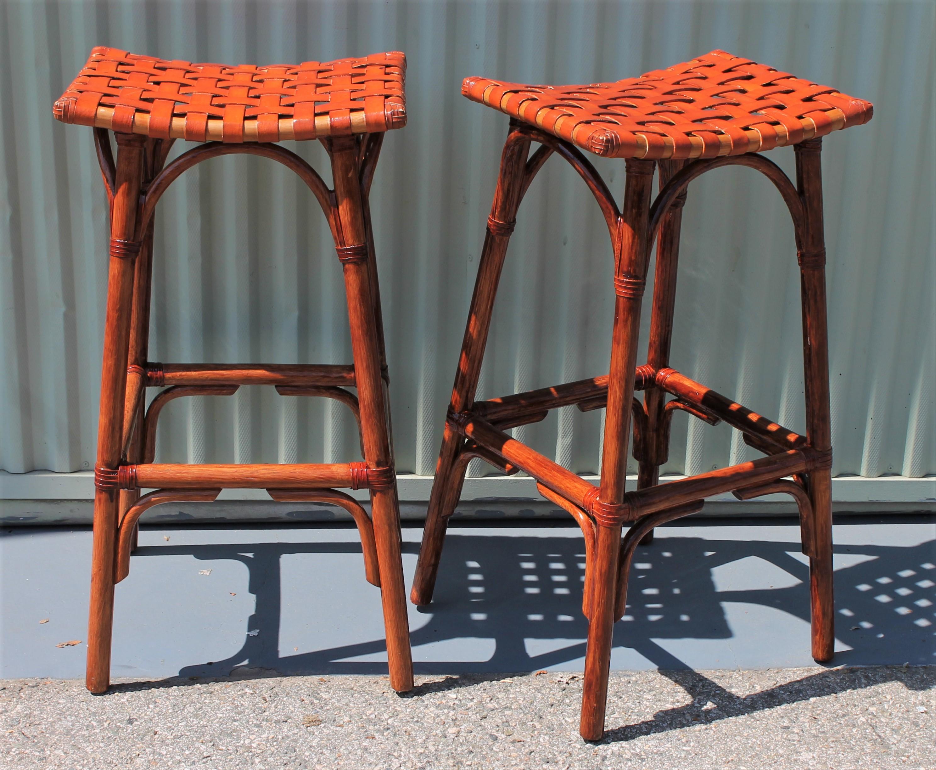 This pair of bamboo bar stools are in good condition and very sturdy.