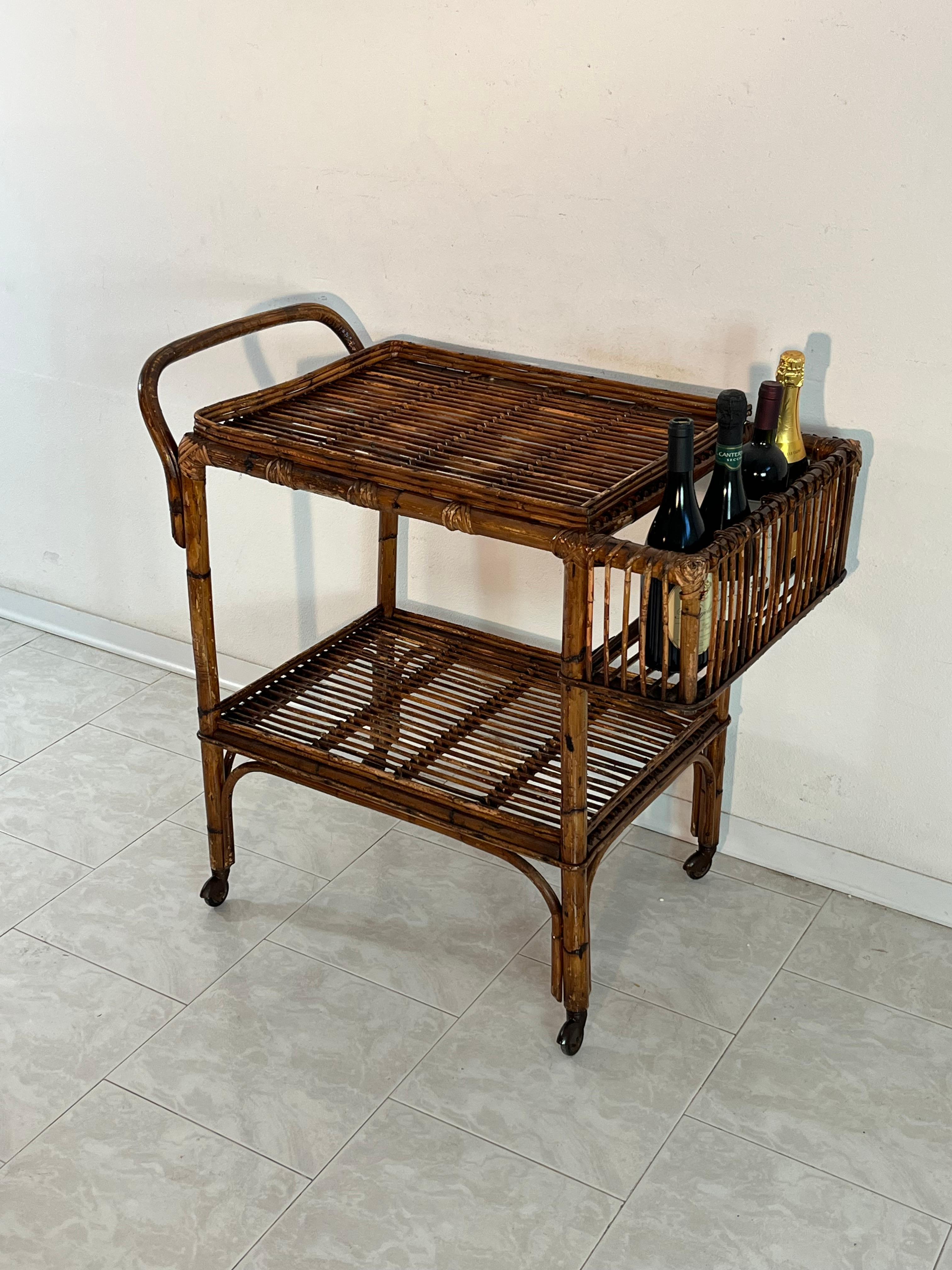 Barwagen aus Bambus, hergestellt in Italien im Stil von Bonacina, 1950er Jahre im Angebot 8