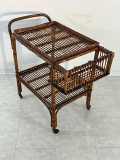 Bamboo bar trolley Made in Italy in the style of Bonacina 1950s