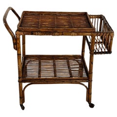 Bamboo bar trolley Made in Italy in the style of Bonacina 1950s