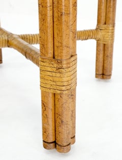 Bamboo Base Glass Top Round Dining Table